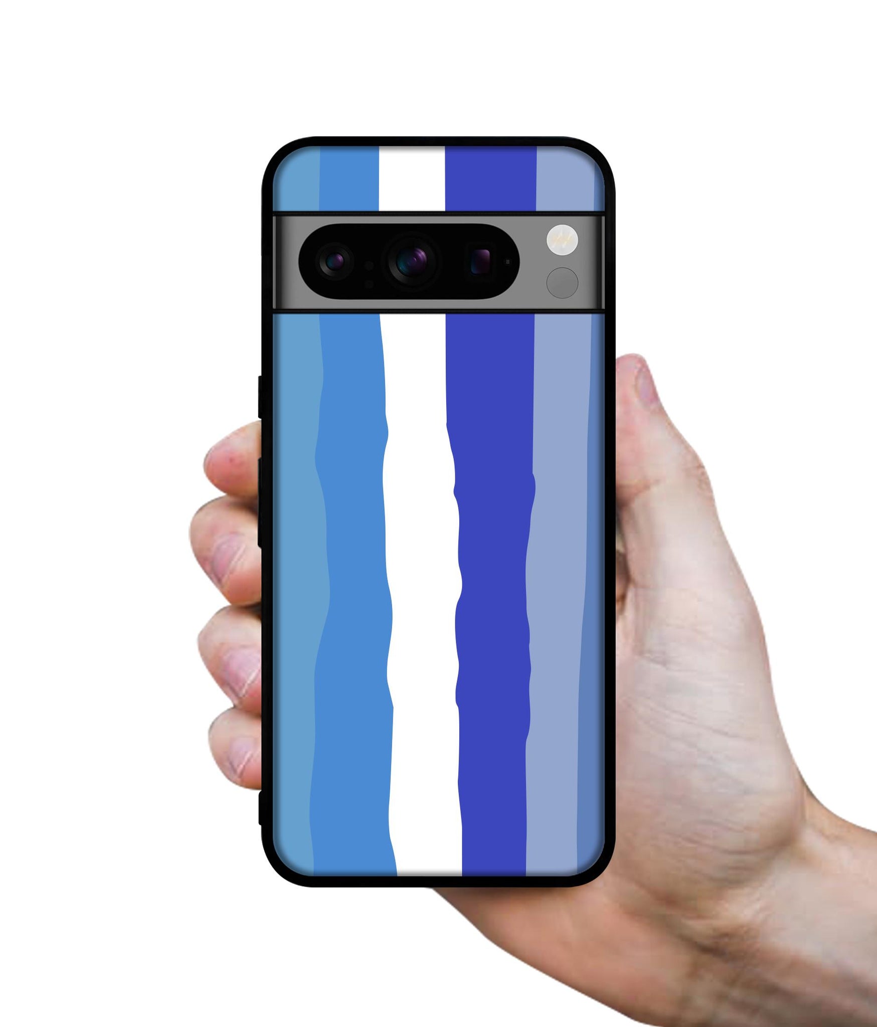 Blue Stripes Rainbow Designer 2D Printed Back Case Cover for Google Pixel 8 Pro 5G