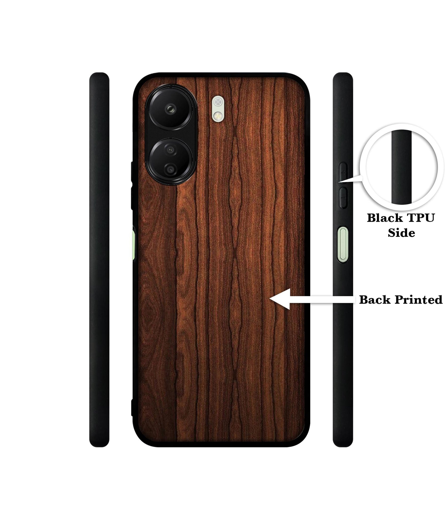 Brown Wooden Texture Designer 2D Printed Back Case Cover for Mi Redmi 13C 4G / Poco C65 4G