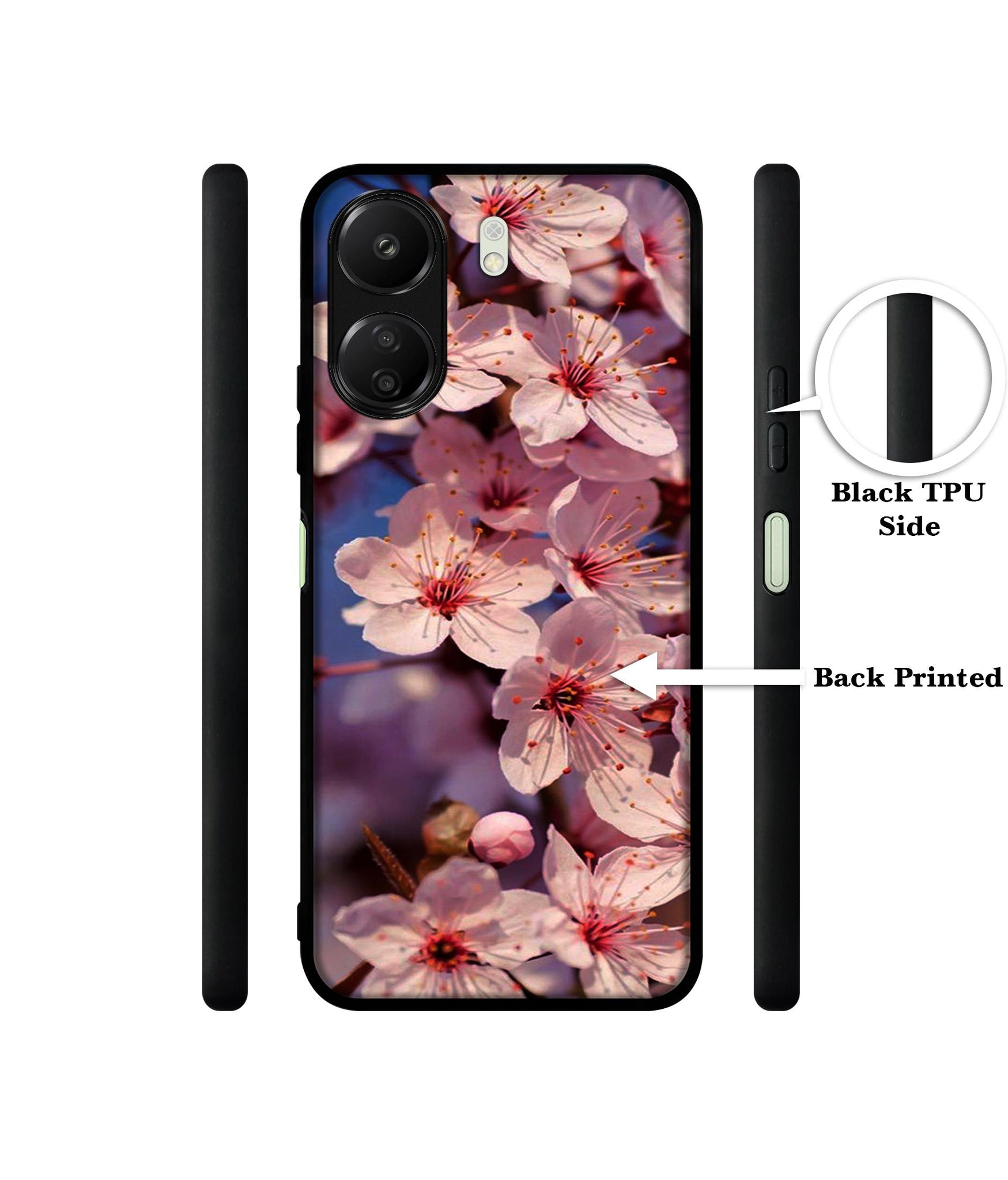 Pink Flowers Pattern Designer 2D Printed Back Case Cover for Mi Redmi 13C 4G / Poco C65 4G