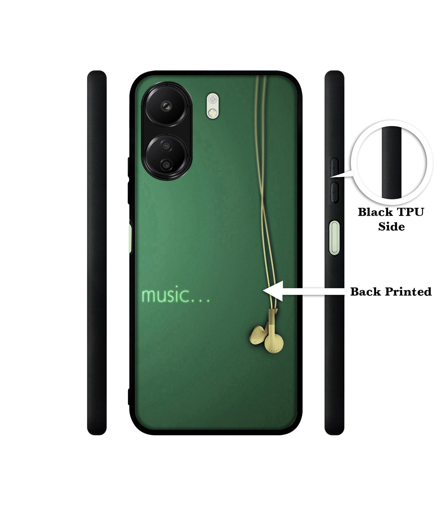 Headphone Music Designer 2D Printed Back Case Cover for Mi Redmi 13C 4G / Poco C65 4G
