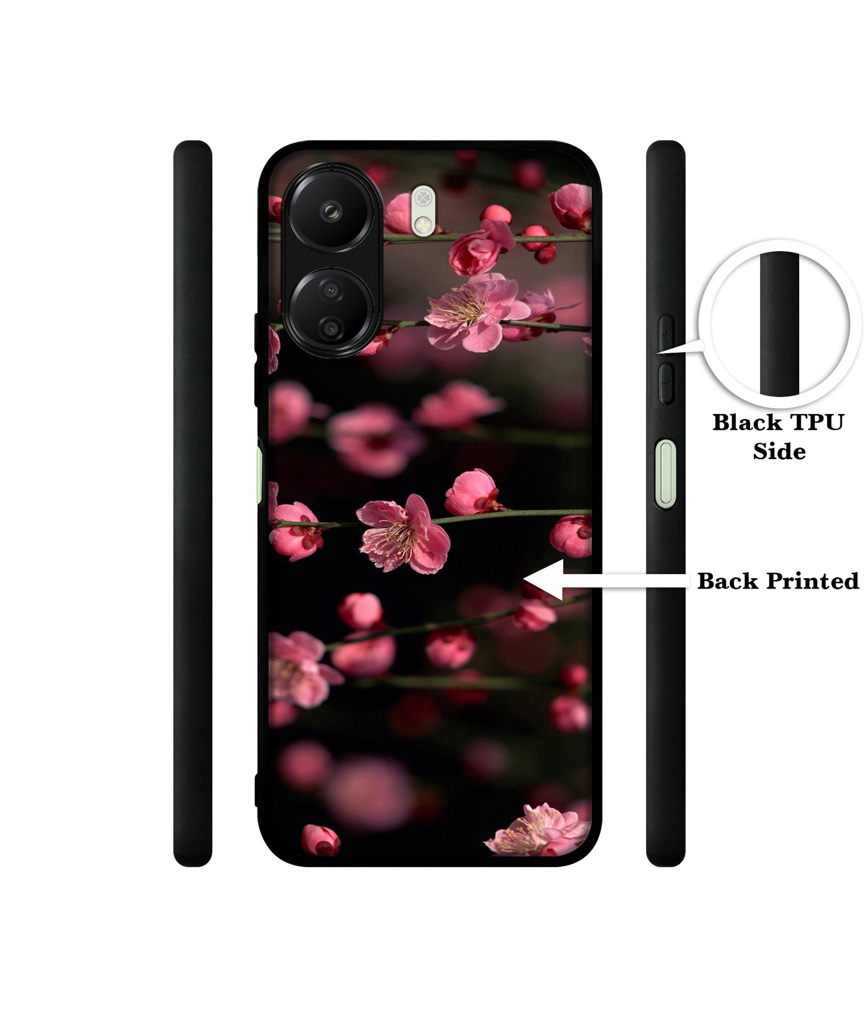 Pink Flowers Designer 2D Printed Back Case Cover for Mi Redmi 13C 4G / Poco C65 4G