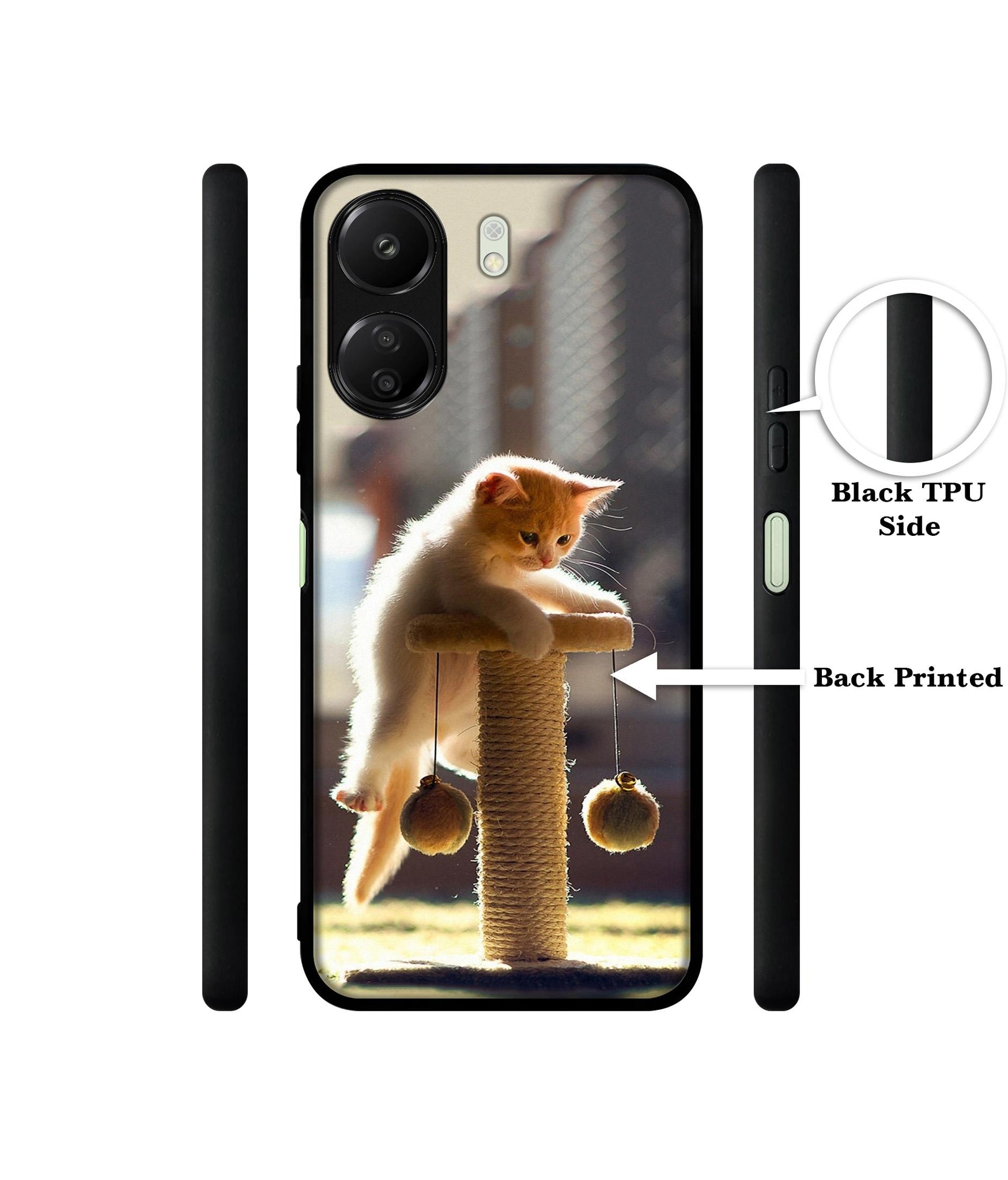Cat Climbing Designer 2D Printed Back Case Cover for Mi Redmi 13C 4G / Poco C65 4G