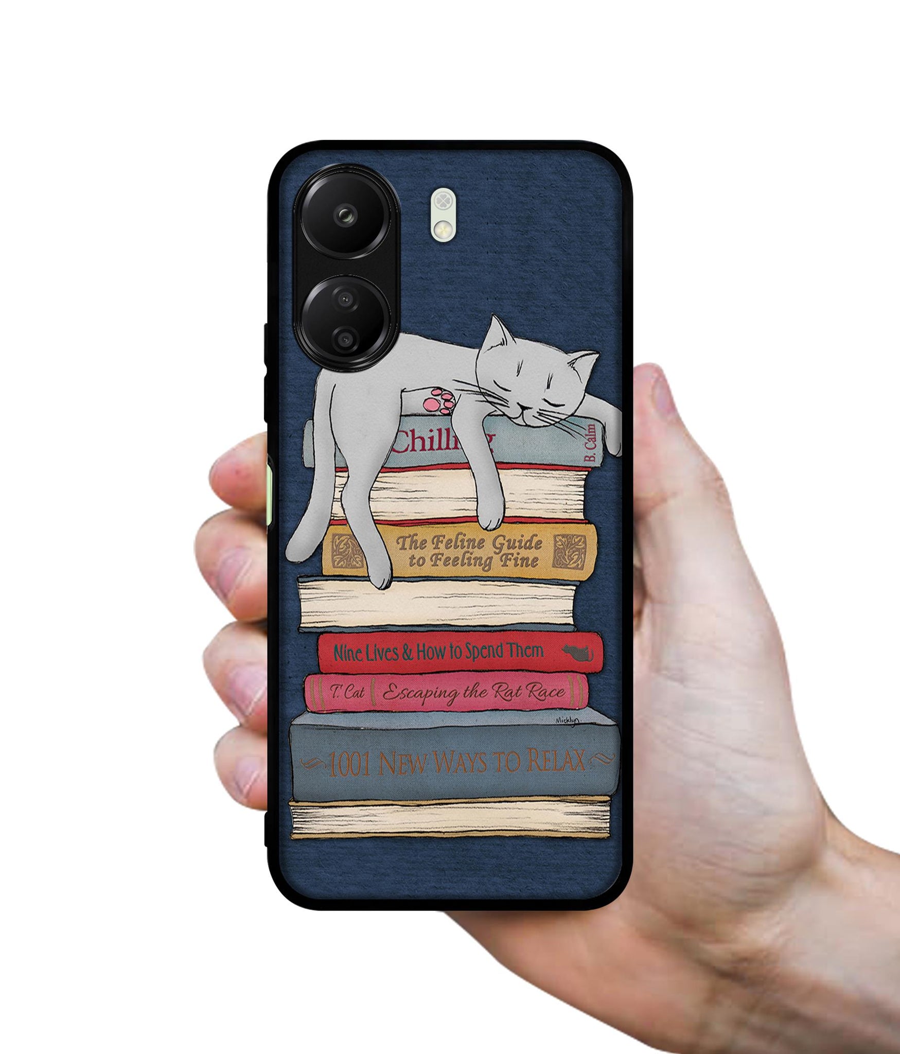 Cat Sleeping On The Books Designer 2D Printed Back Case Cover for Mi Redmi 13C 4G / Poco C65 4G