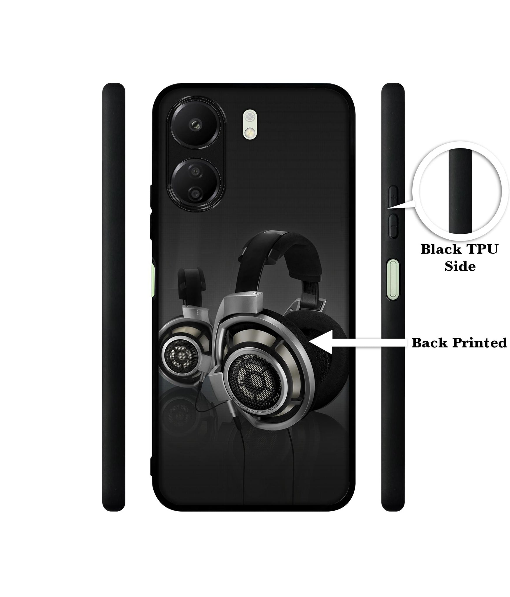 Head Phone Designer 2D Printed Back Case Cover for Mi Redmi 13C 4G / Poco C65 4G