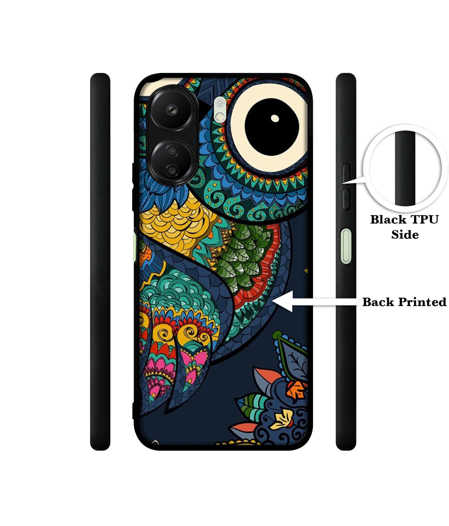 Owl Illustration Designer 2D Printed Back Case Cover for Mi Redmi 13C 4G / Poco C65 4G