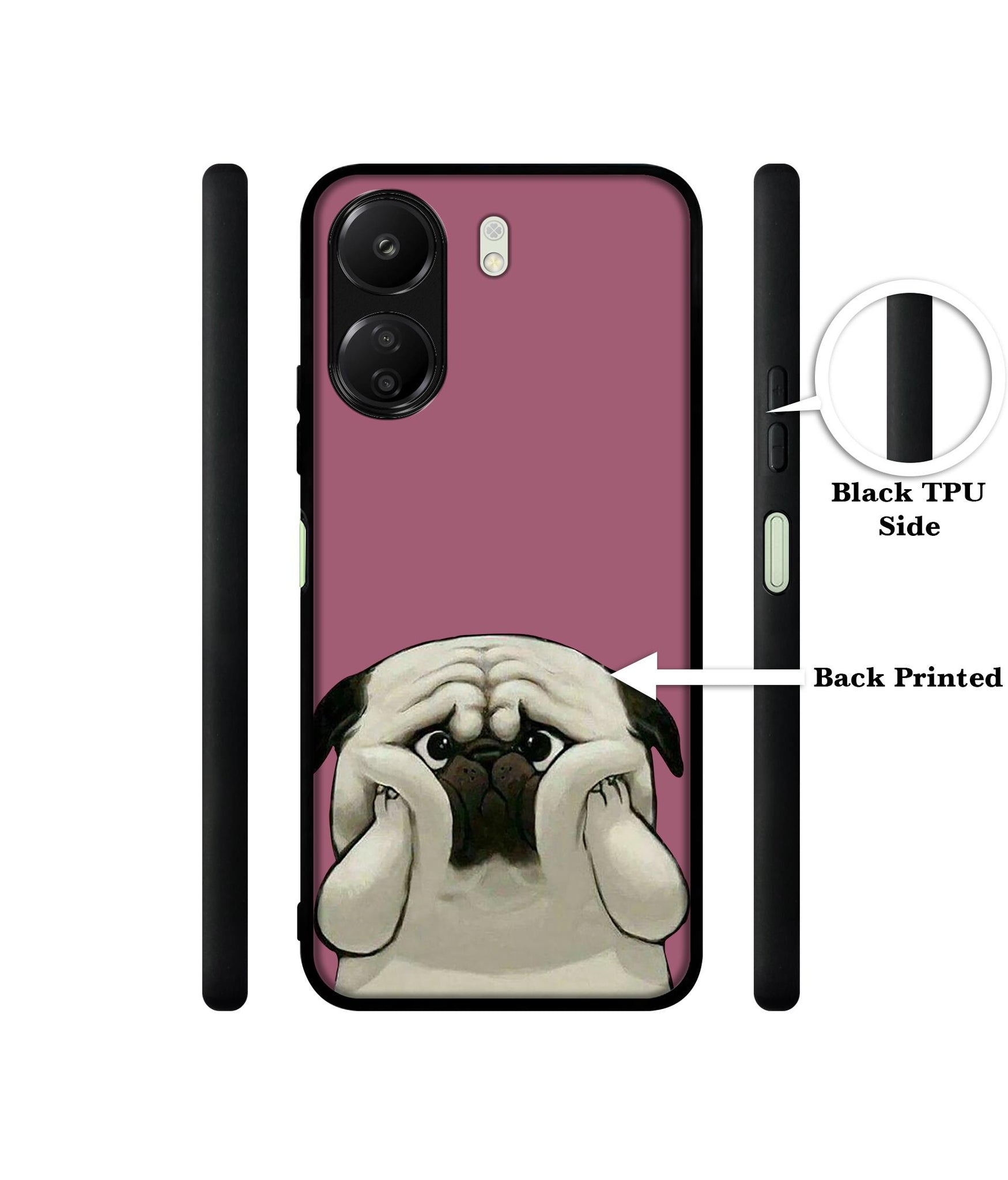 Cute Pug Holding Big Cheeks Designer 2D Printed Back Case Cover for Mi Redmi 13C 4G / Poco C65 4G