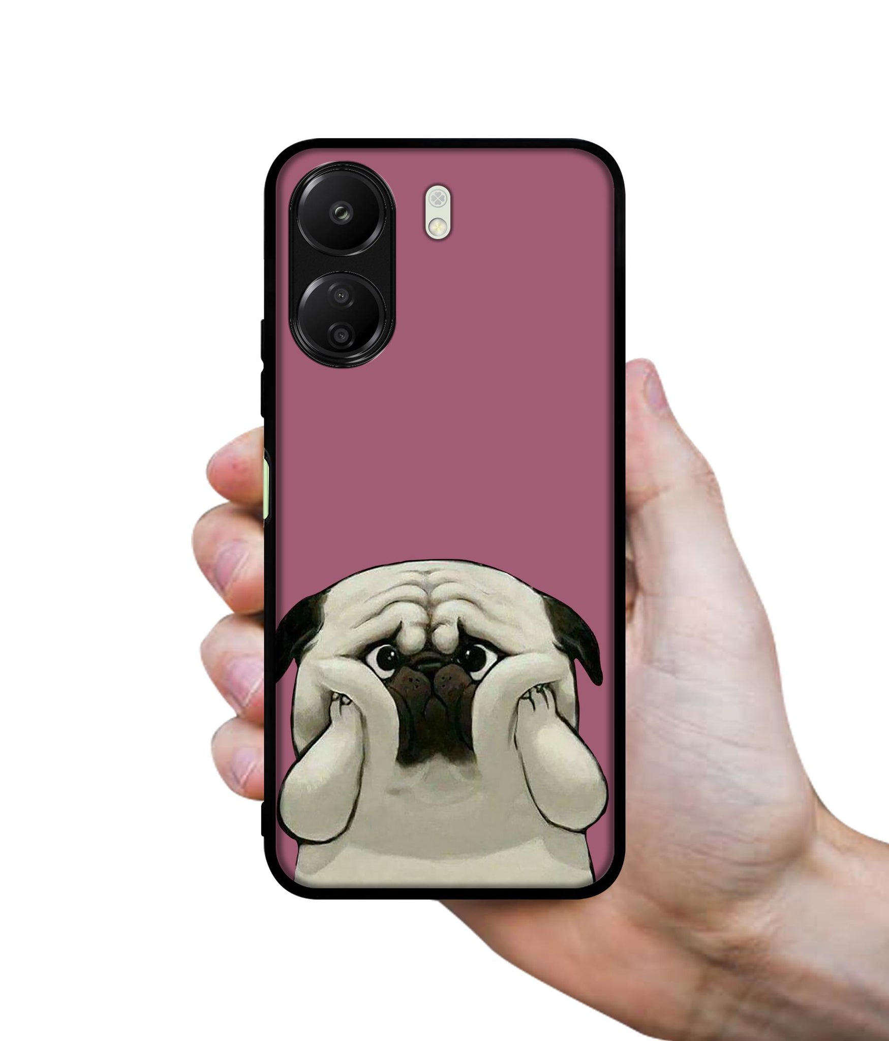 Cute Pug Holding Big Cheeks Designer 2D Printed Back Case Cover for Mi Redmi 13C 4G / Poco C65 4G