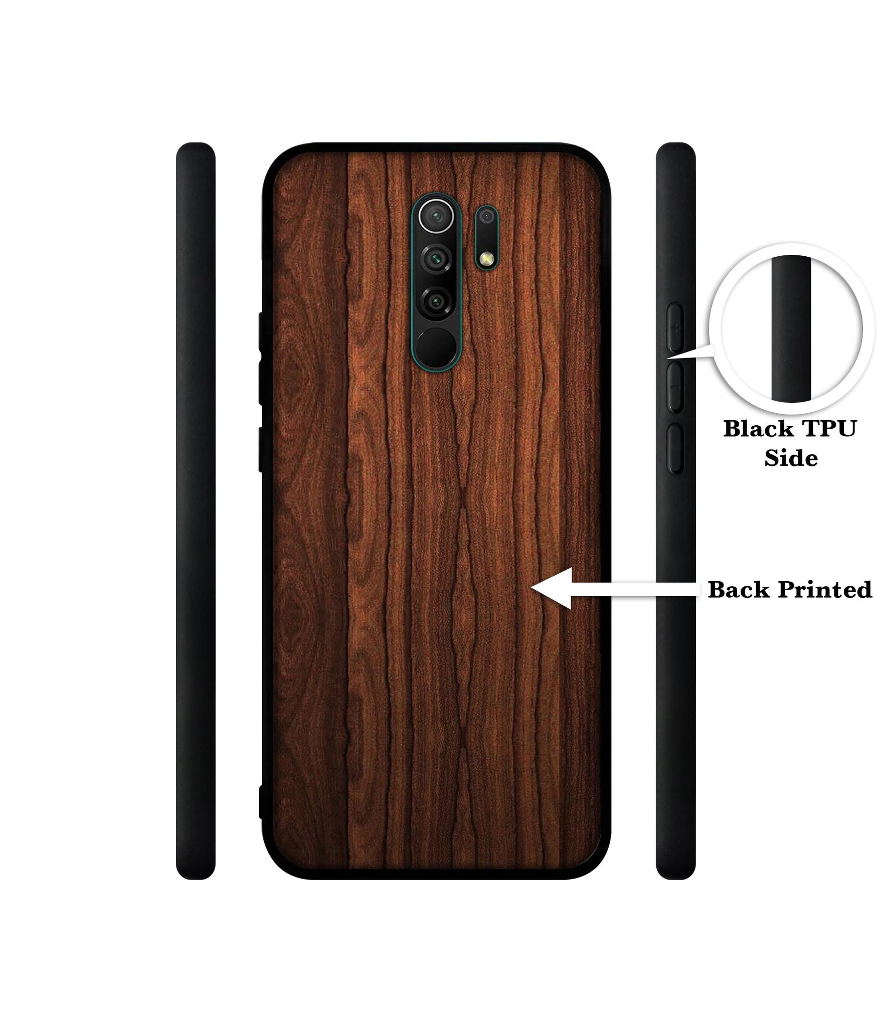 Brown Wooden Texture Designer 2D Printed Back Case Cover for Mi Redmi 9 Prime / Poco M2