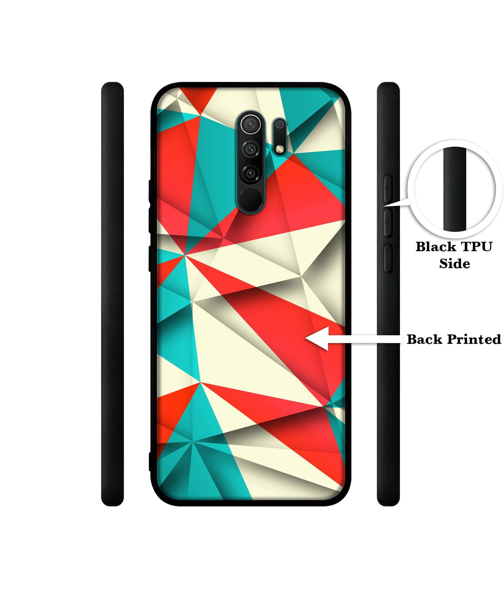 Red Blue White Pattern Designer 2D Printed Back Case Cover for Mi Redmi 9 Prime / Poco M2