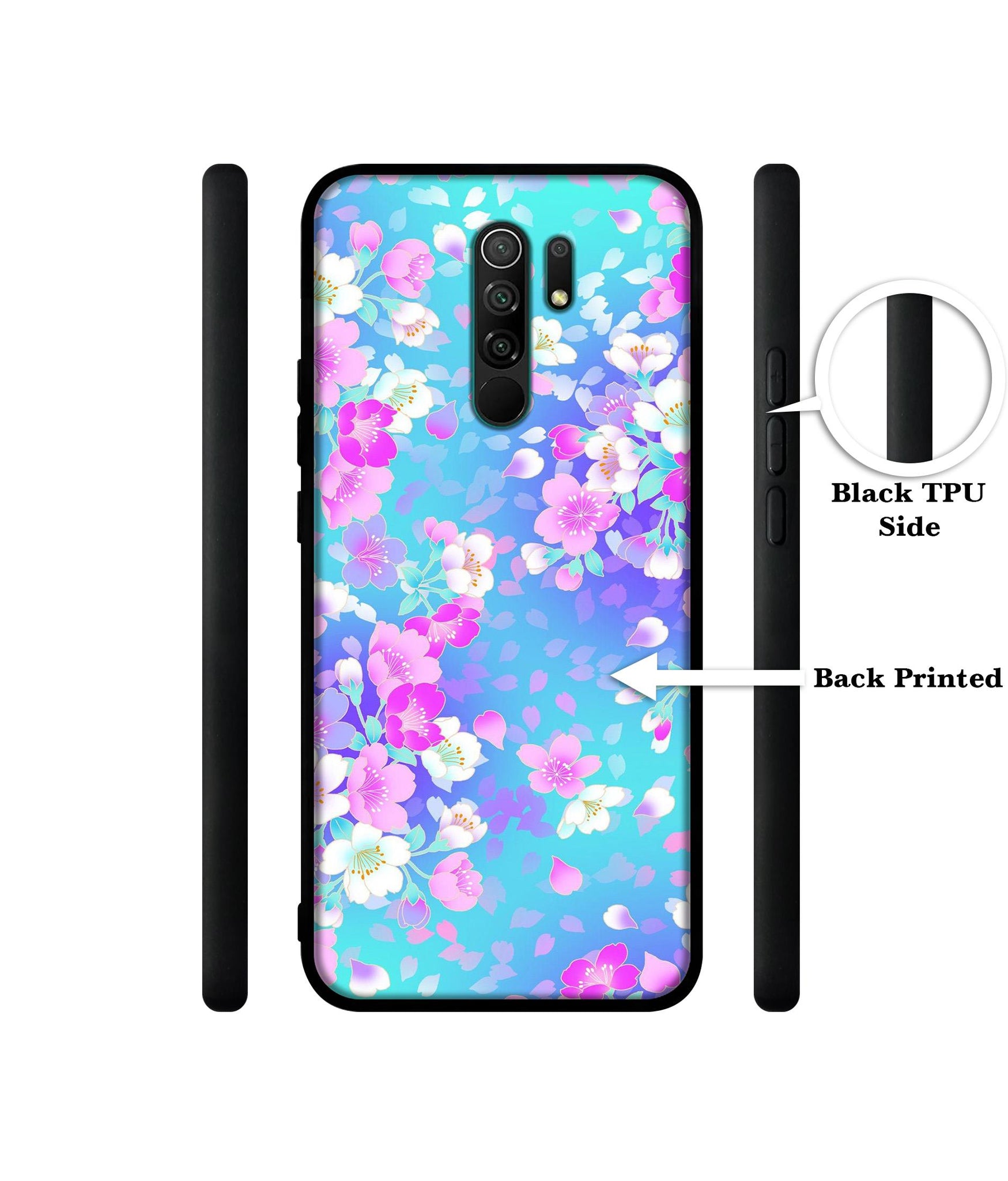 Floral Blue Pattern Designer 2D Printed Back Case Cover for Mi Redmi 9 Prime / Poco M2