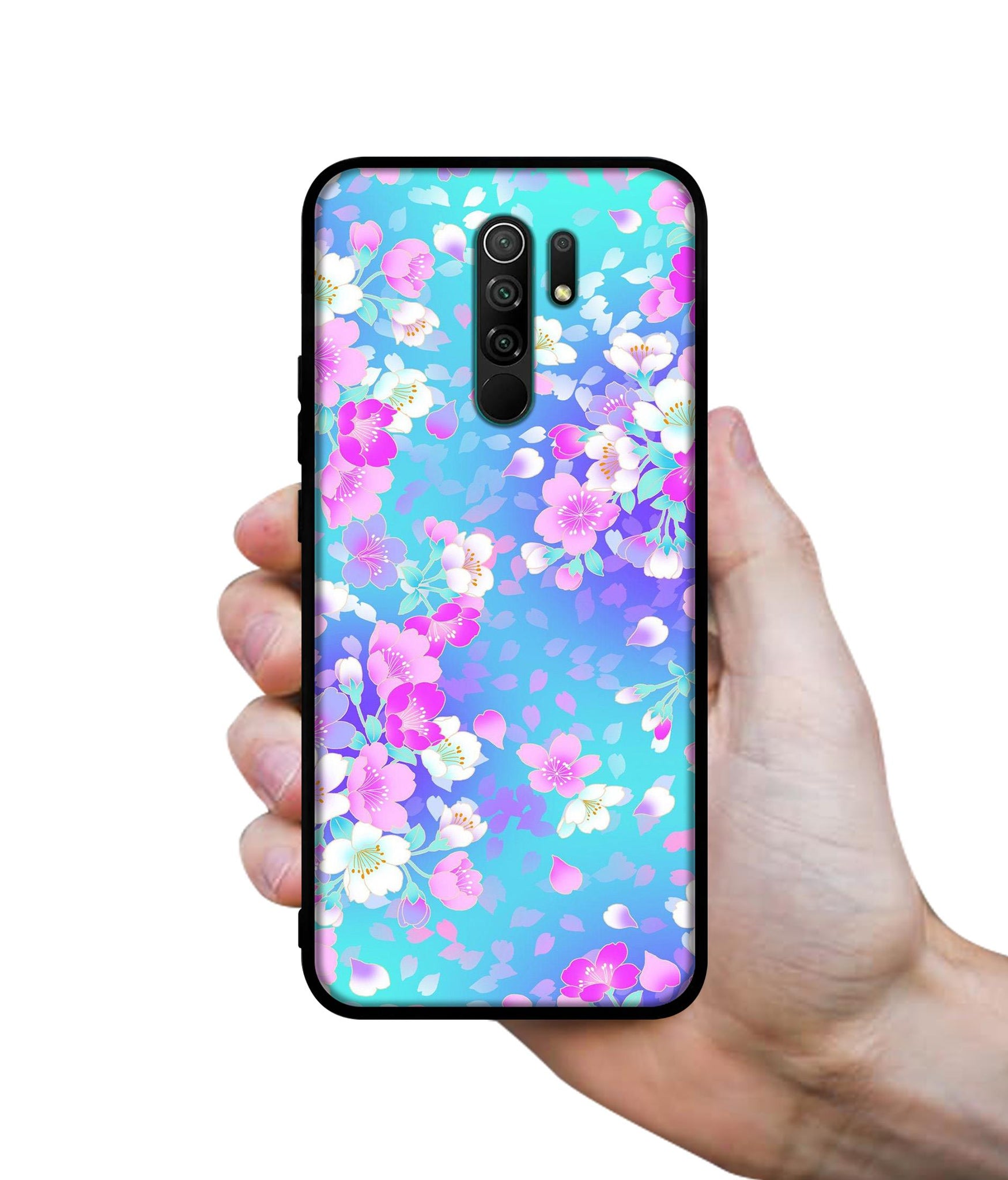 Floral Blue Pattern Designer 2D Printed Back Case Cover for Mi Redmi 9 Prime / Poco M2