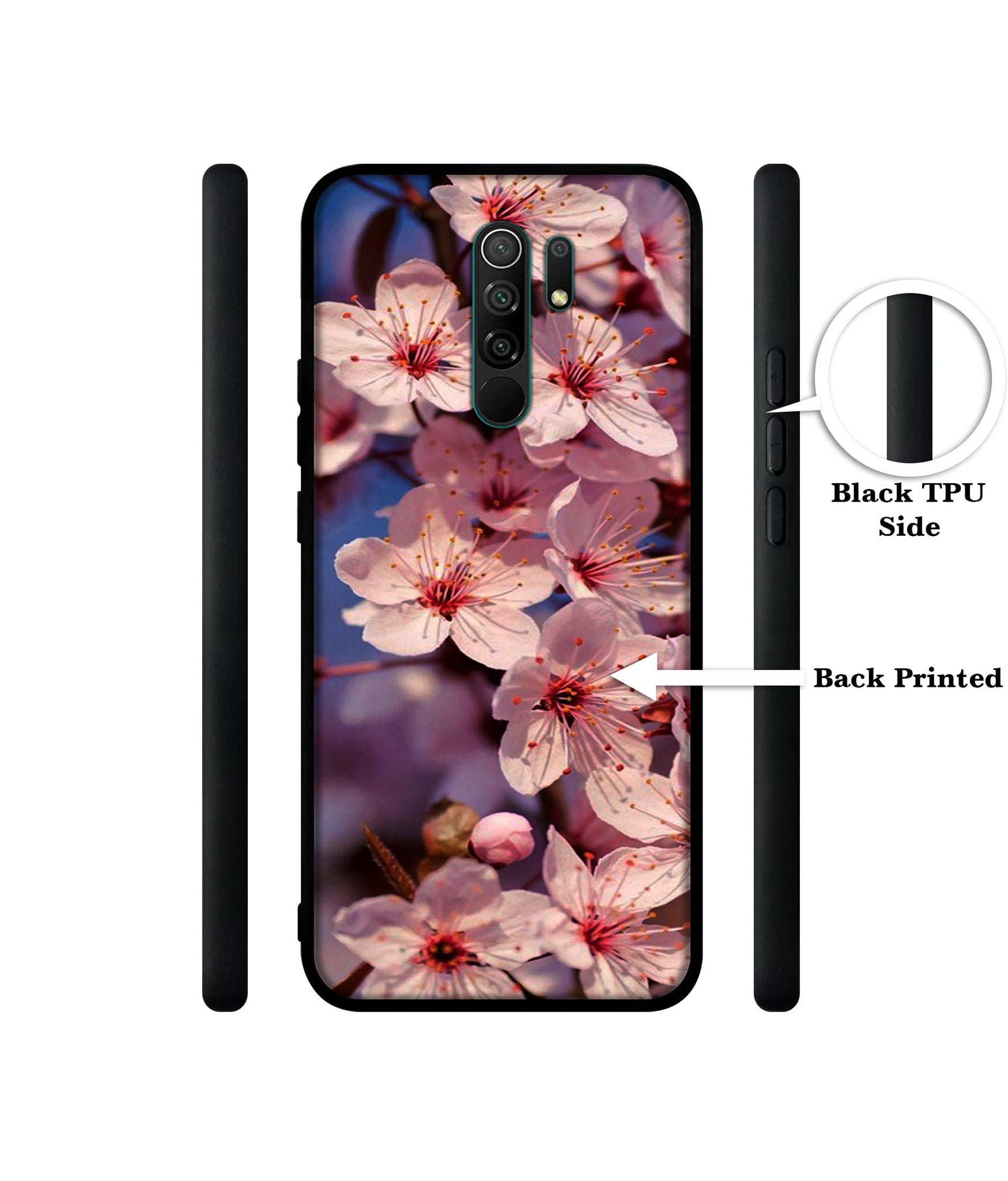 Pink Flowers Pattern Designer 2D Printed Back Case Cover for Mi Redmi 9 Prime / Poco M2