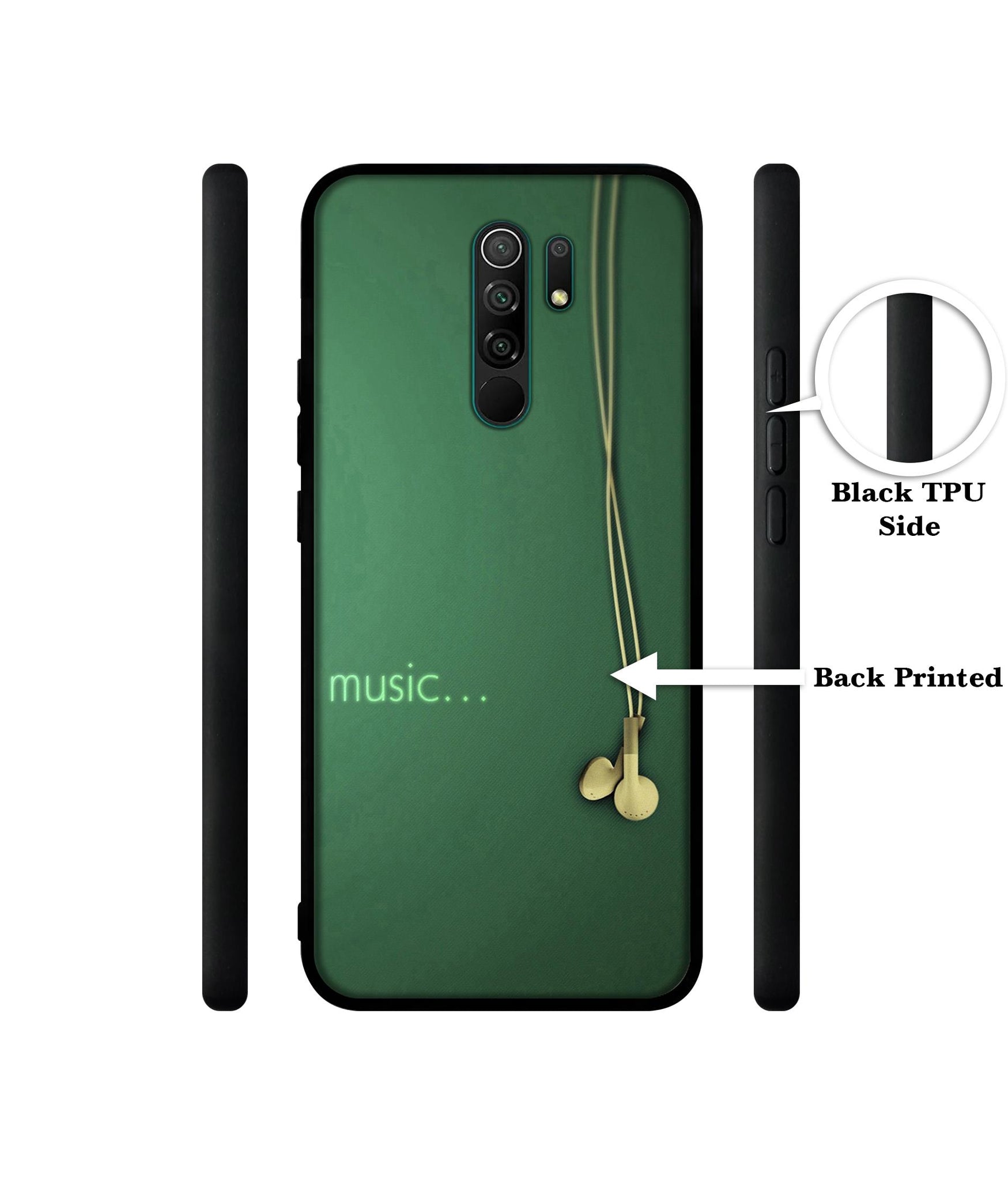 Headphone Music Designer 2D Printed Back Case Cover for Mi Redmi 9 Prime / Poco M2