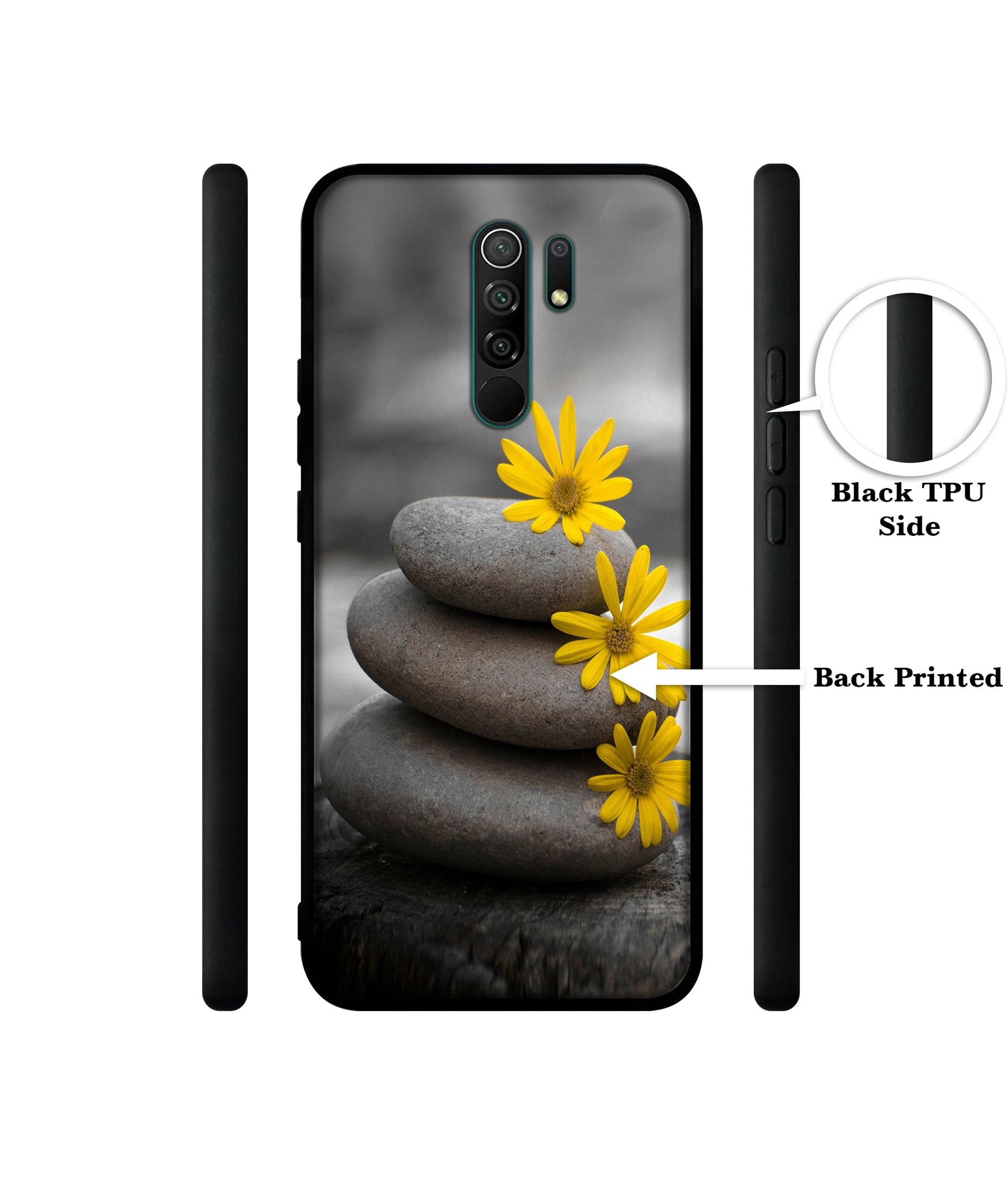 Stones And Flower Designer 2D Printed Back Case Cover for Mi Redmi 9 Prime / Poco M2