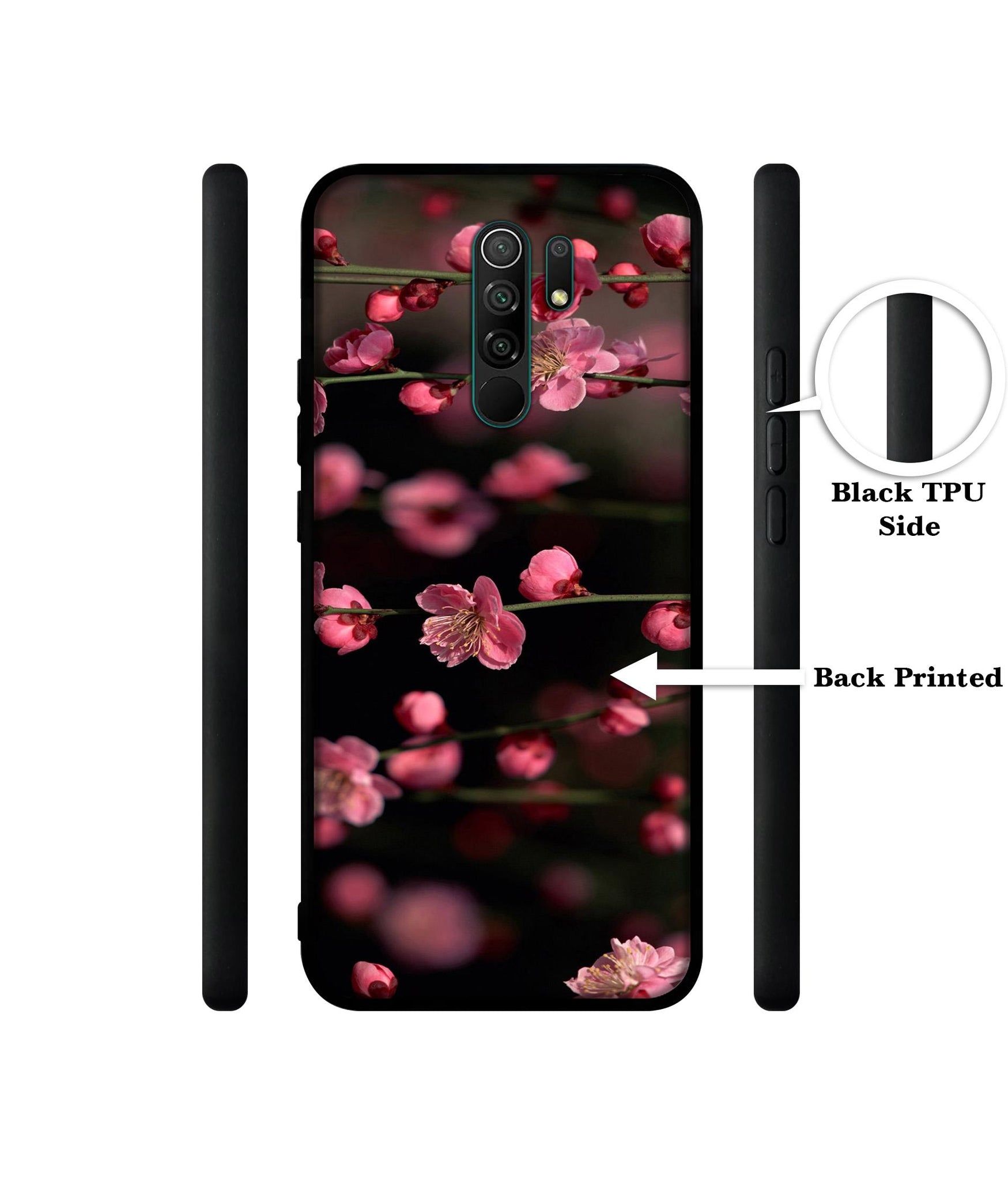 Pink Flowers Designer 2D Printed Back Case Cover for Mi Redmi 9 Prime / Poco M2