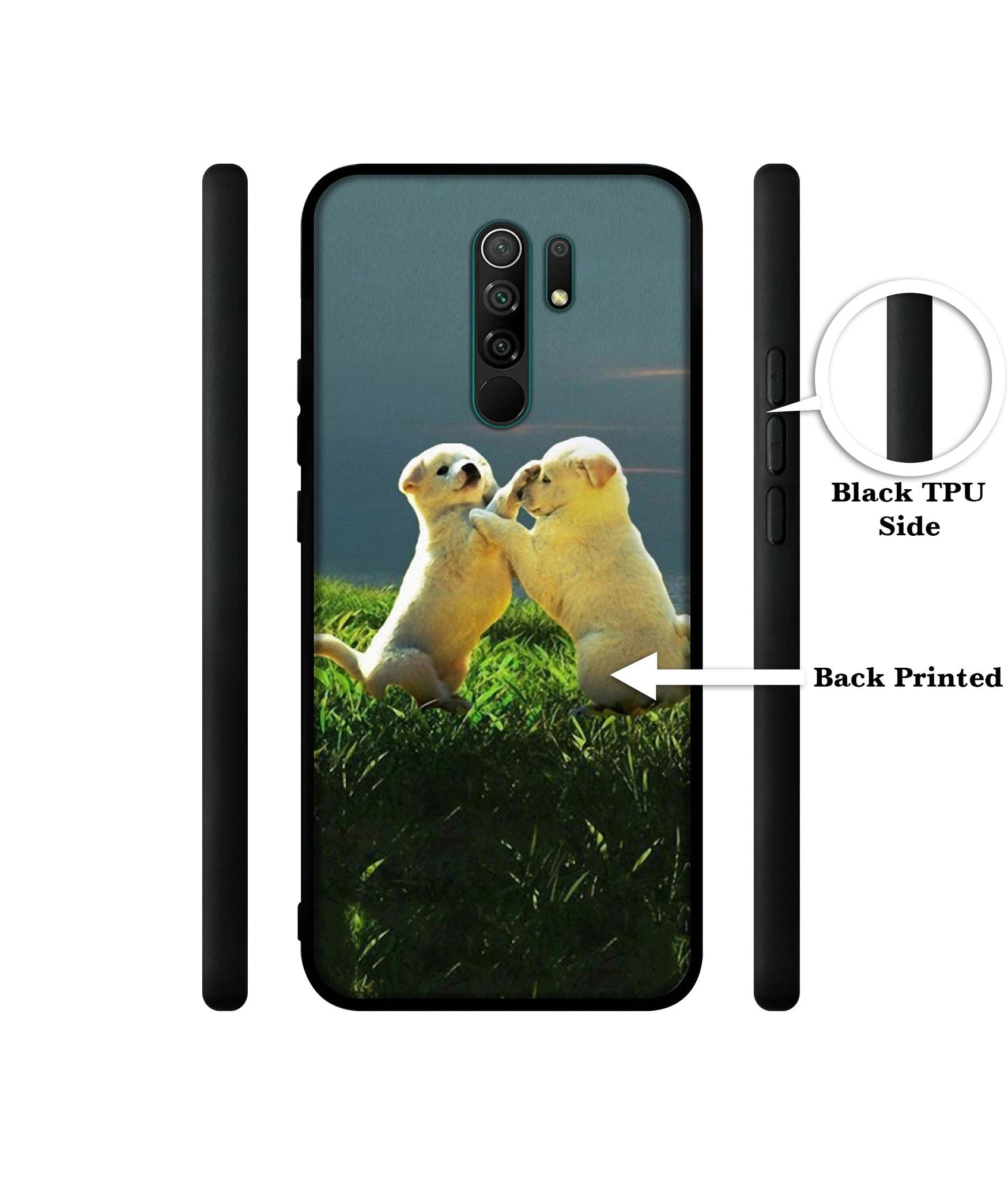 Puppy Couple Sunset Designer 2D Printed Back Case Cover for Mi Redmi 9 Prime / Poco M2