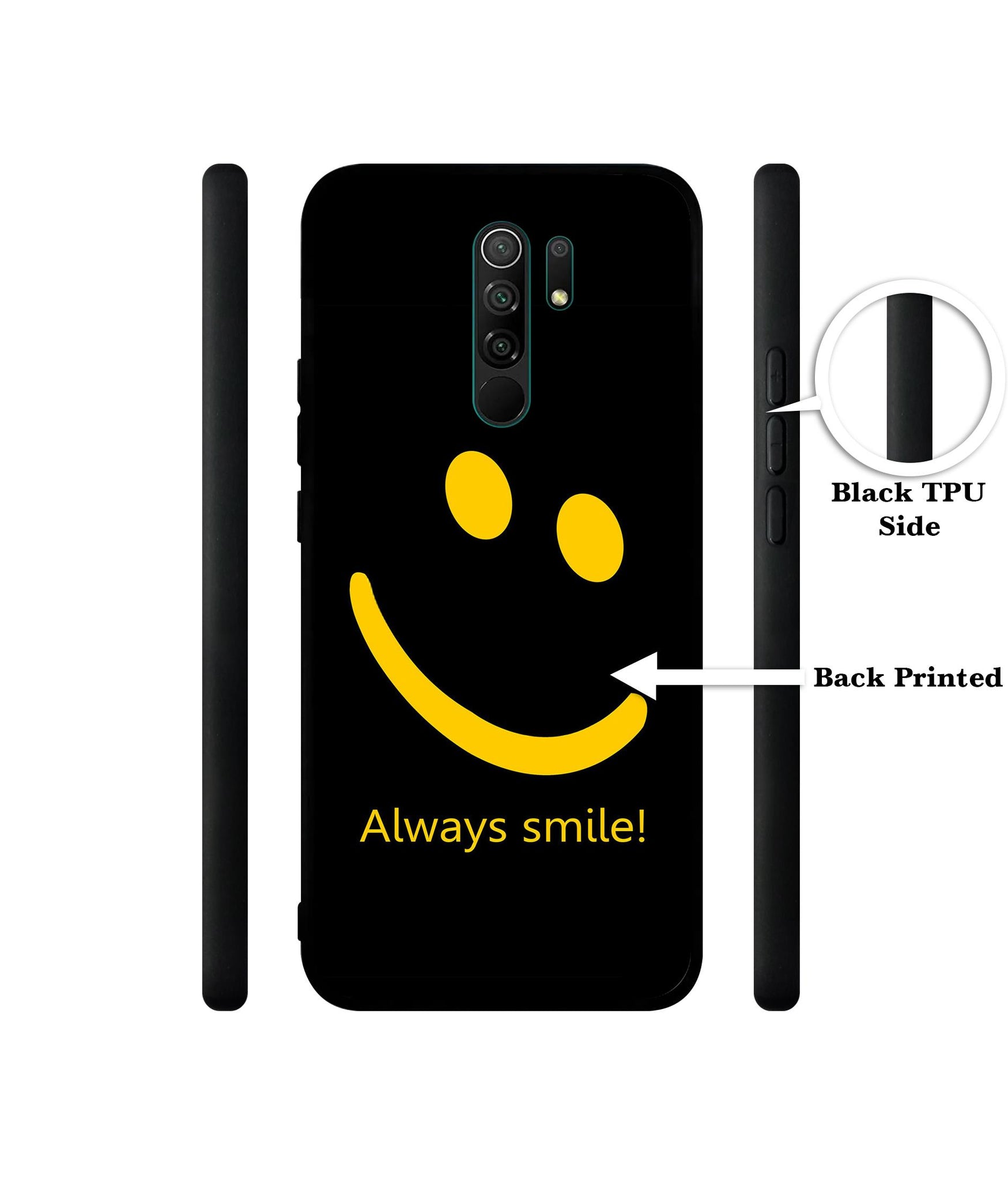 Always Smile Quote Designer 2D Printed Back Case Cover for Mi Redmi 9 Prime / Poco M2