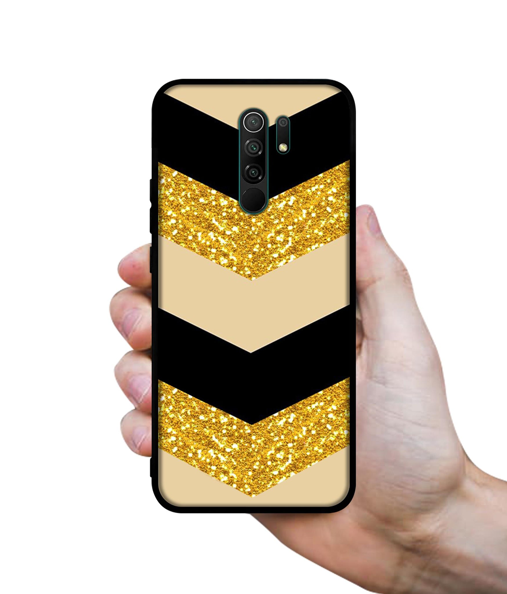 Black & Gold Designer 2D Printed Back Case Cover for Mi Redmi 9 Prime / Poco M2