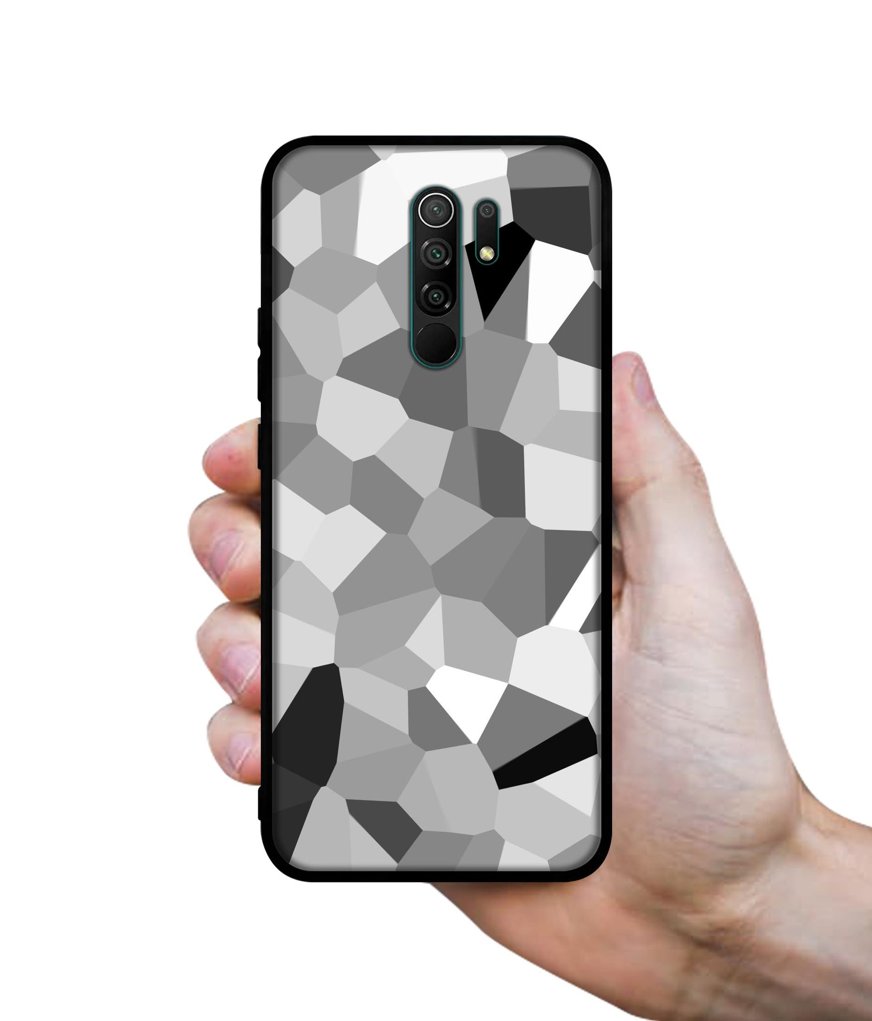 Black & White Mathematical Shape Designer 2D Printed Back Case Cover for Mi Redmi 9 Prime / Poco M2