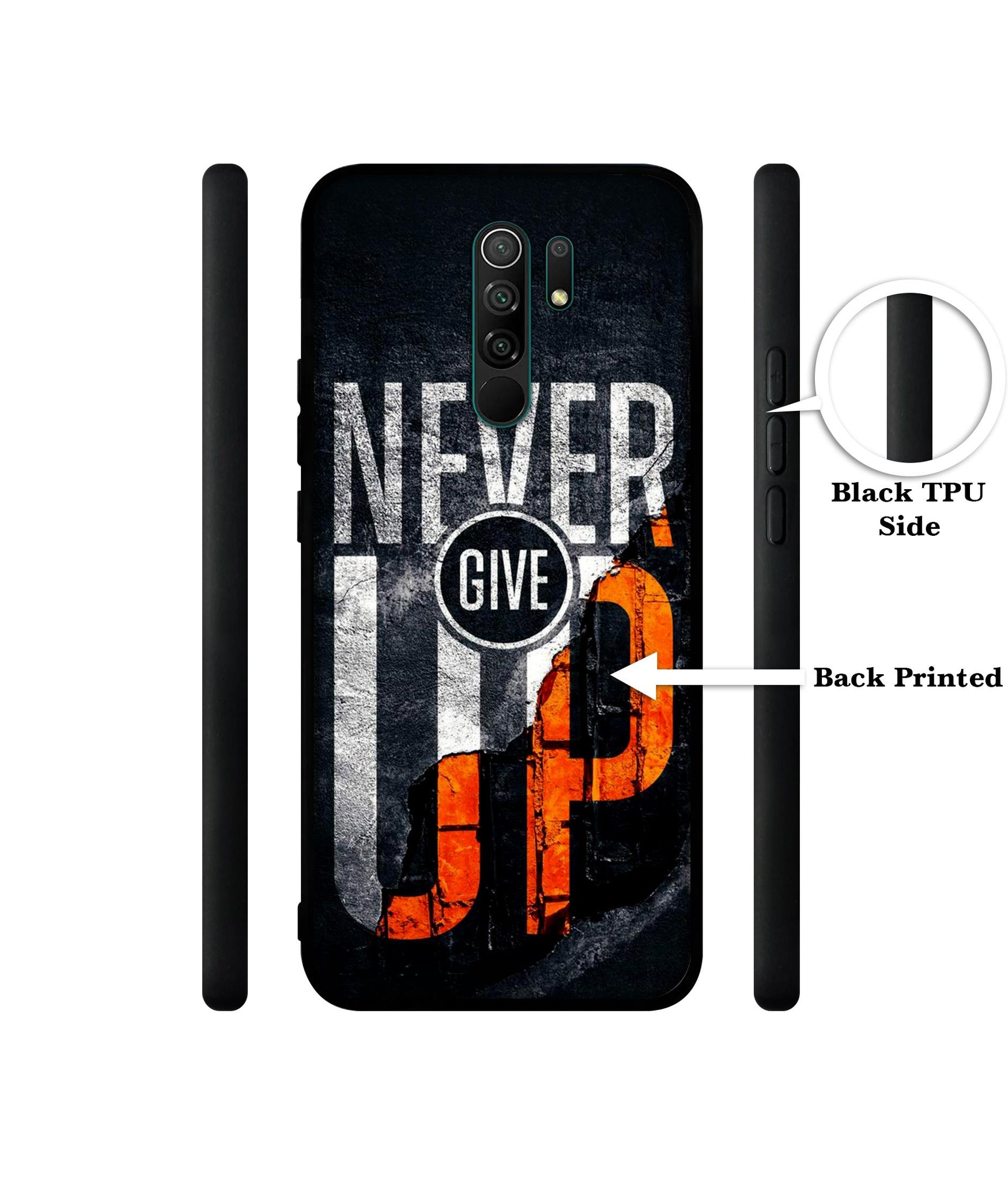 Never Give Up Designer 2D Printed Back Case Cover for Mi Redmi 9 Prime / Poco M2