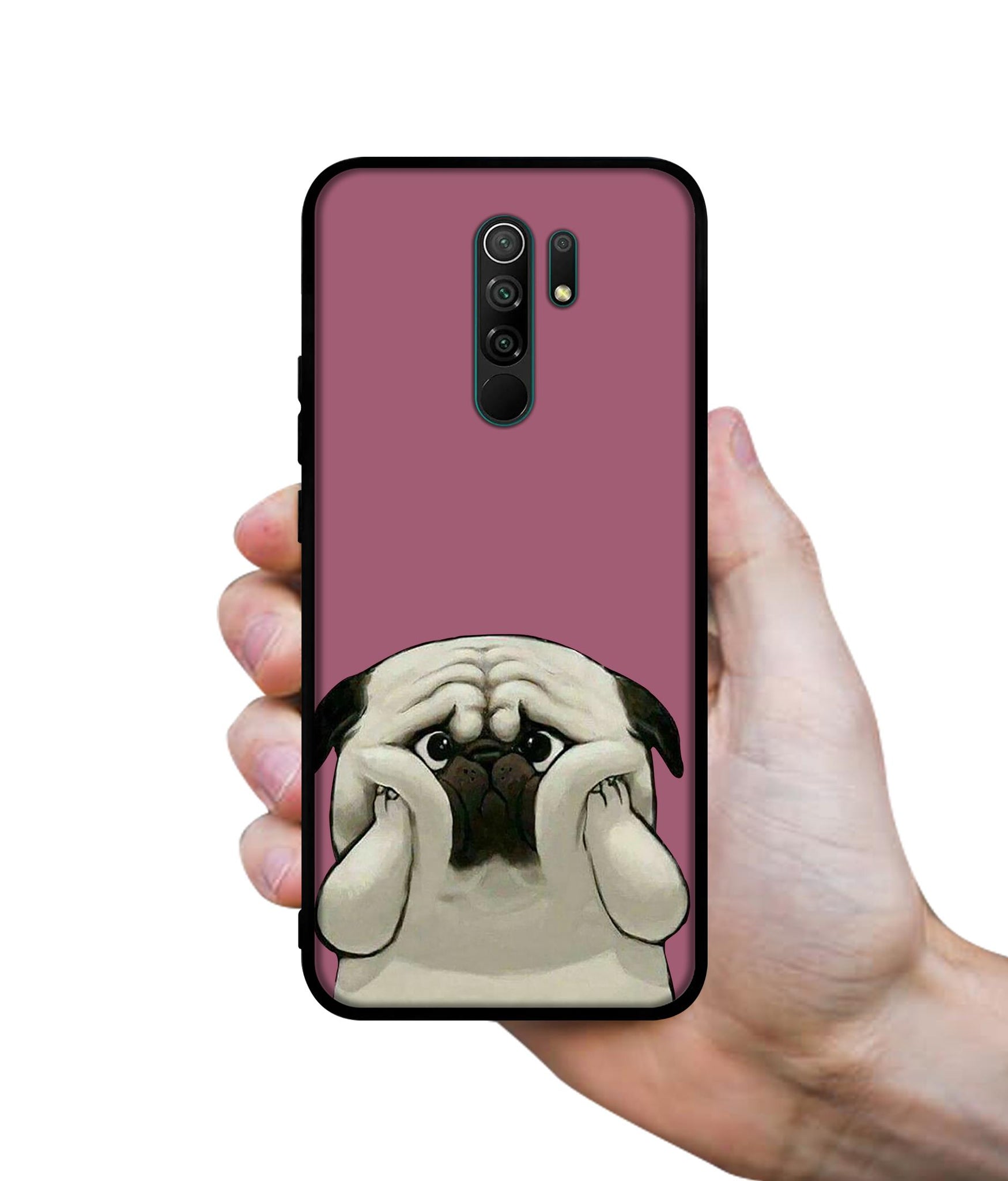 Cute Pug Holding Big Cheeks Designer 2D Printed Back Case Cover for Mi Redmi 9 Prime / Poco M2