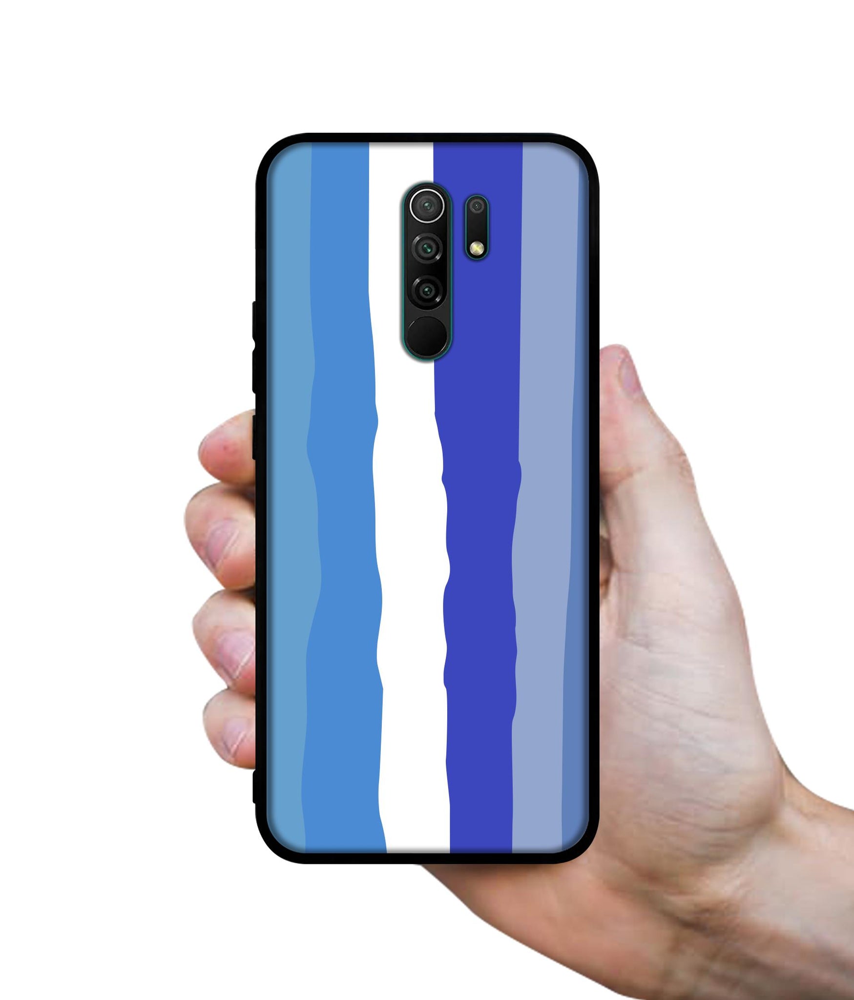 Blue Stripes Rainbow Designer 2D Printed Back Case Cover for Mi Redmi 9 Prime / Poco M2