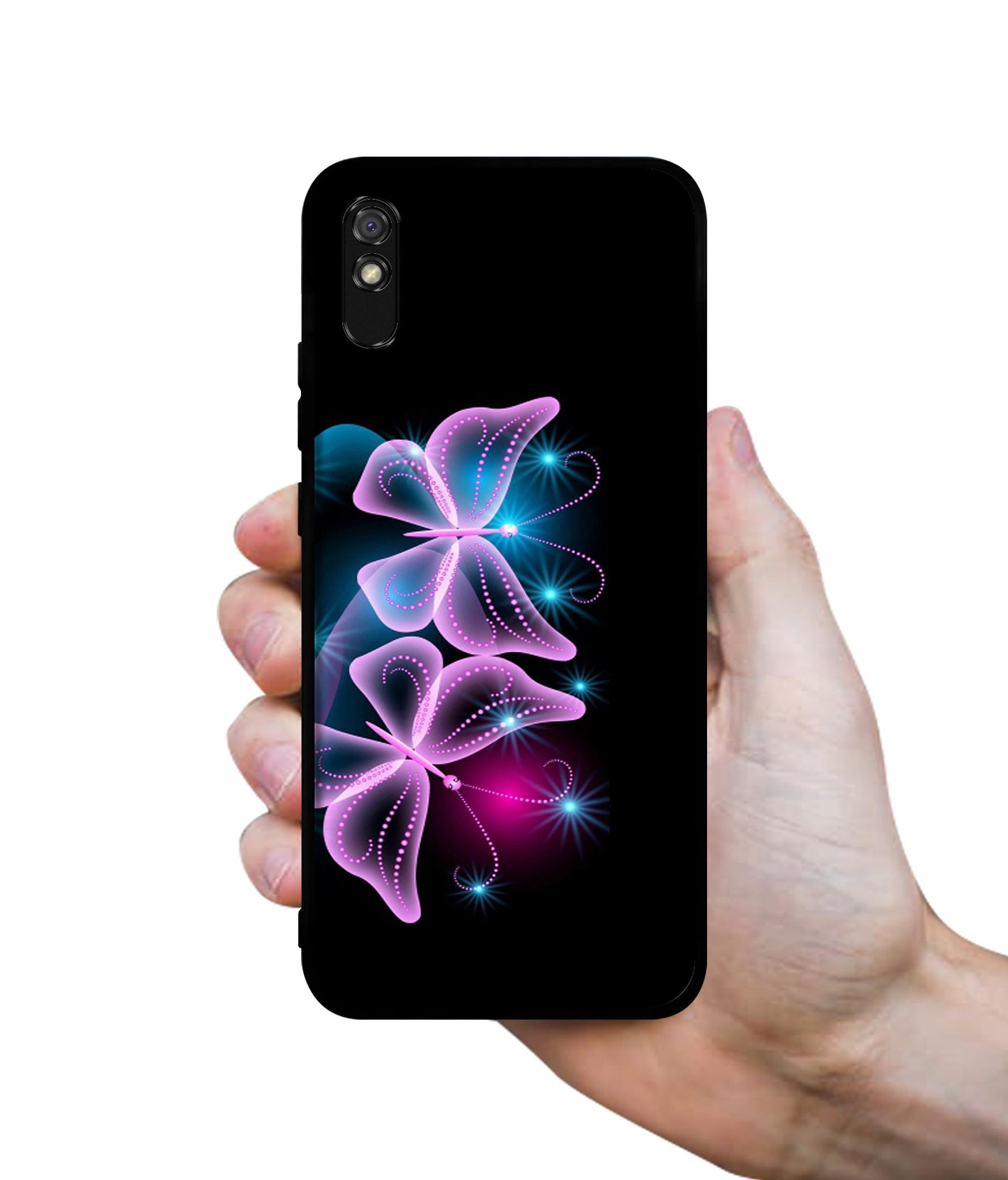 Butterflies Neon Light Designer 2D Printed Back Case Cover for Mi Redmi 9A / 9A Sport / 9i / 9i Sport