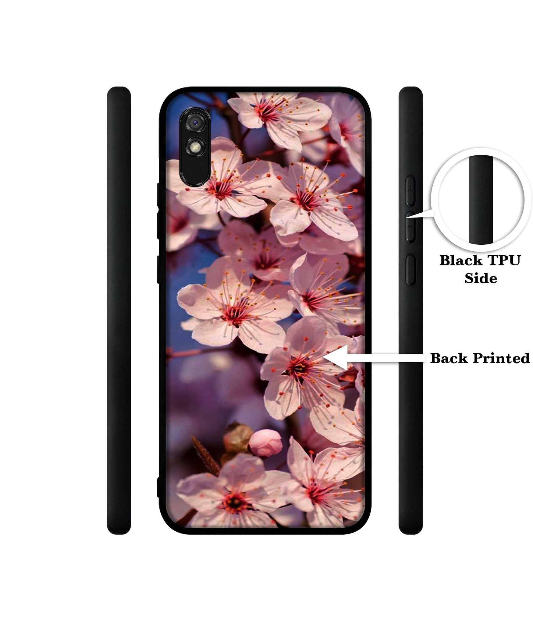 Pink Flowers Pattern Designer 2D Printed Back Case Cover for Mi Redmi 9A / 9A Sport / 9i / 9i Sport