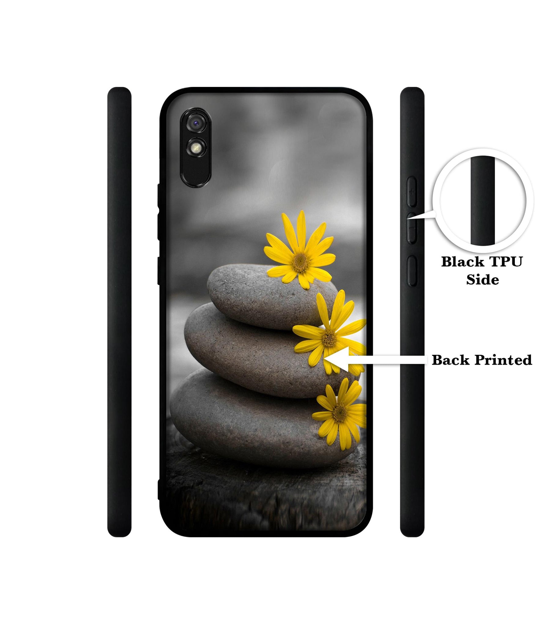 Stones And Flower Designer 2D Printed Back Case Cover for Mi Redmi 9A / 9A Sport / 9i / 9i Sport