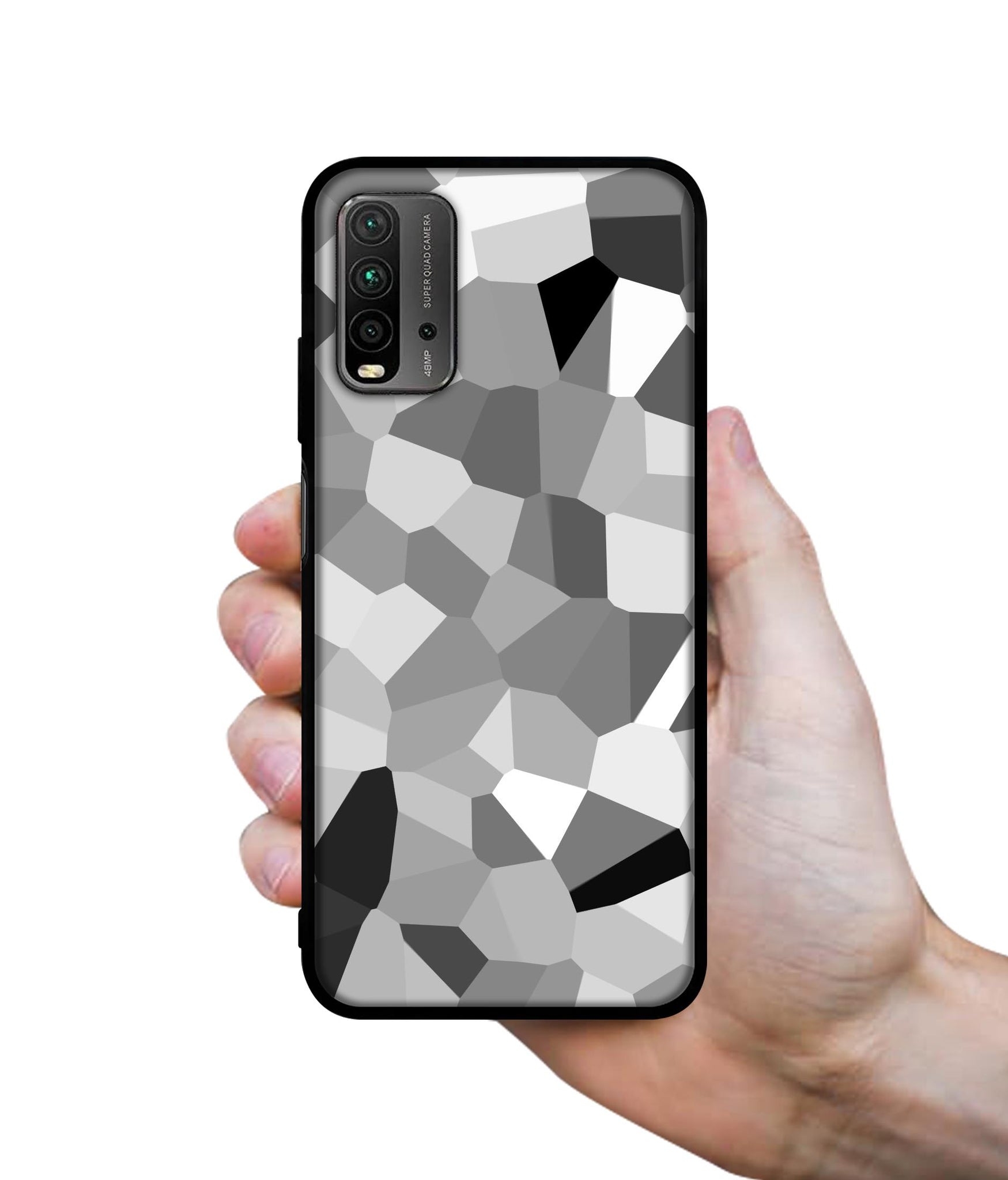 Black & White Mathematical Shape Designer 2D Printed Back Case Cover for Mi Redmi 9 Power 4G