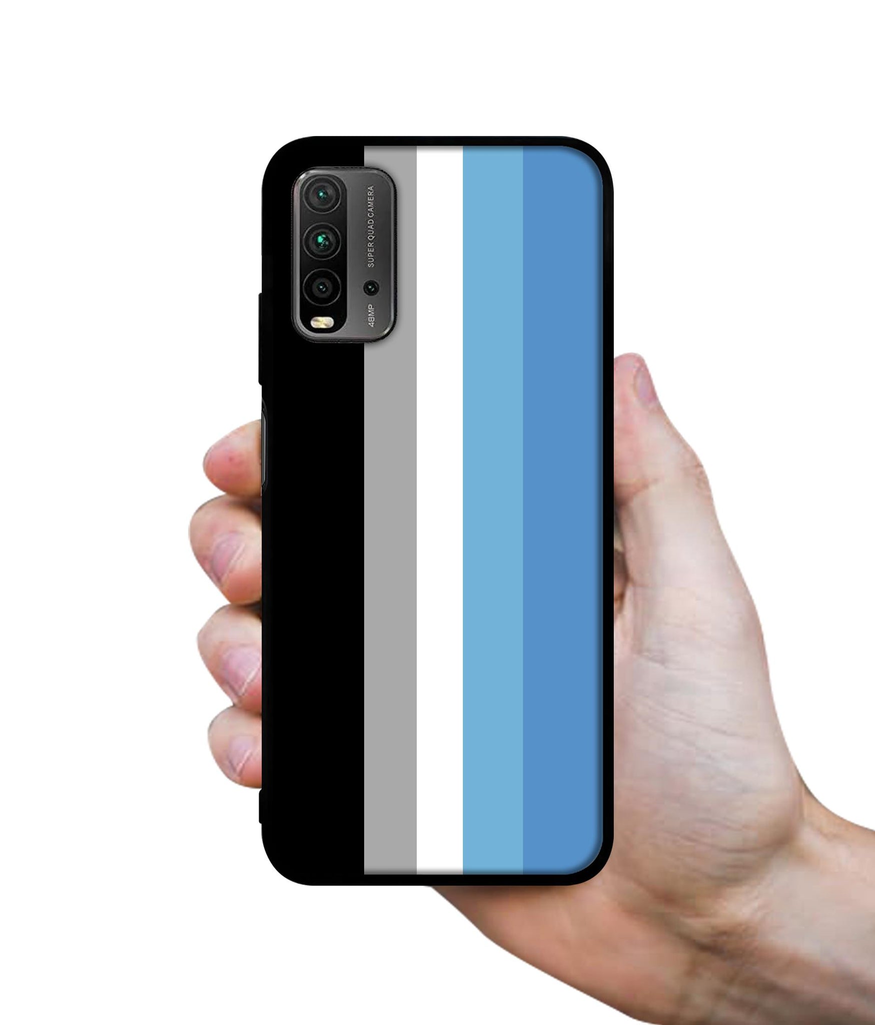 White and Blue Lines Designer 2D Printed Back Case Cover for Mi Redmi 9 Power 4G
