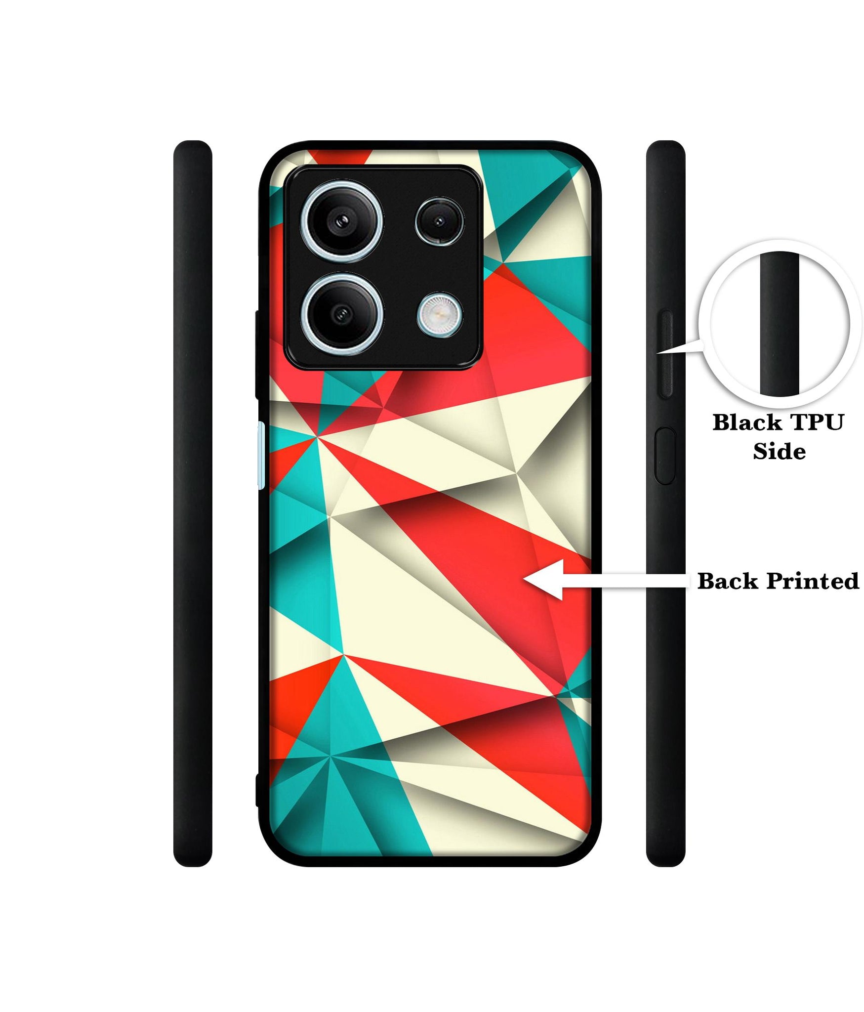 Red Blue White Pattern Designer 2D Printed Back Case Cover for Mi Redmi Note 13 5G