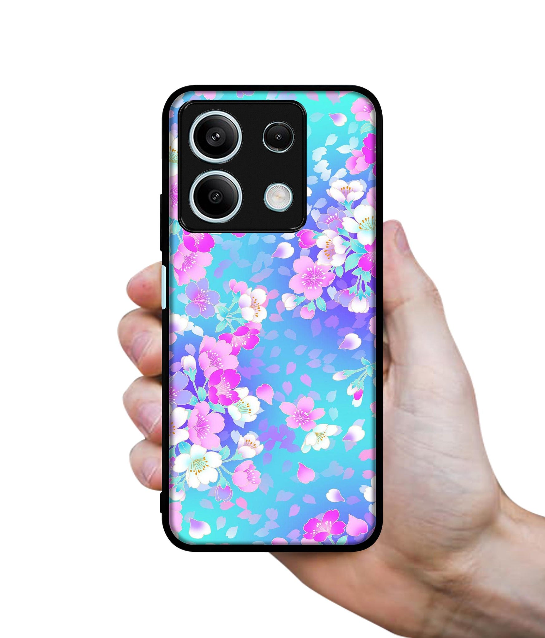 Floral Blue Pattern Designer 2D Printed Back Case Cover for Mi Redmi Note 13 5G