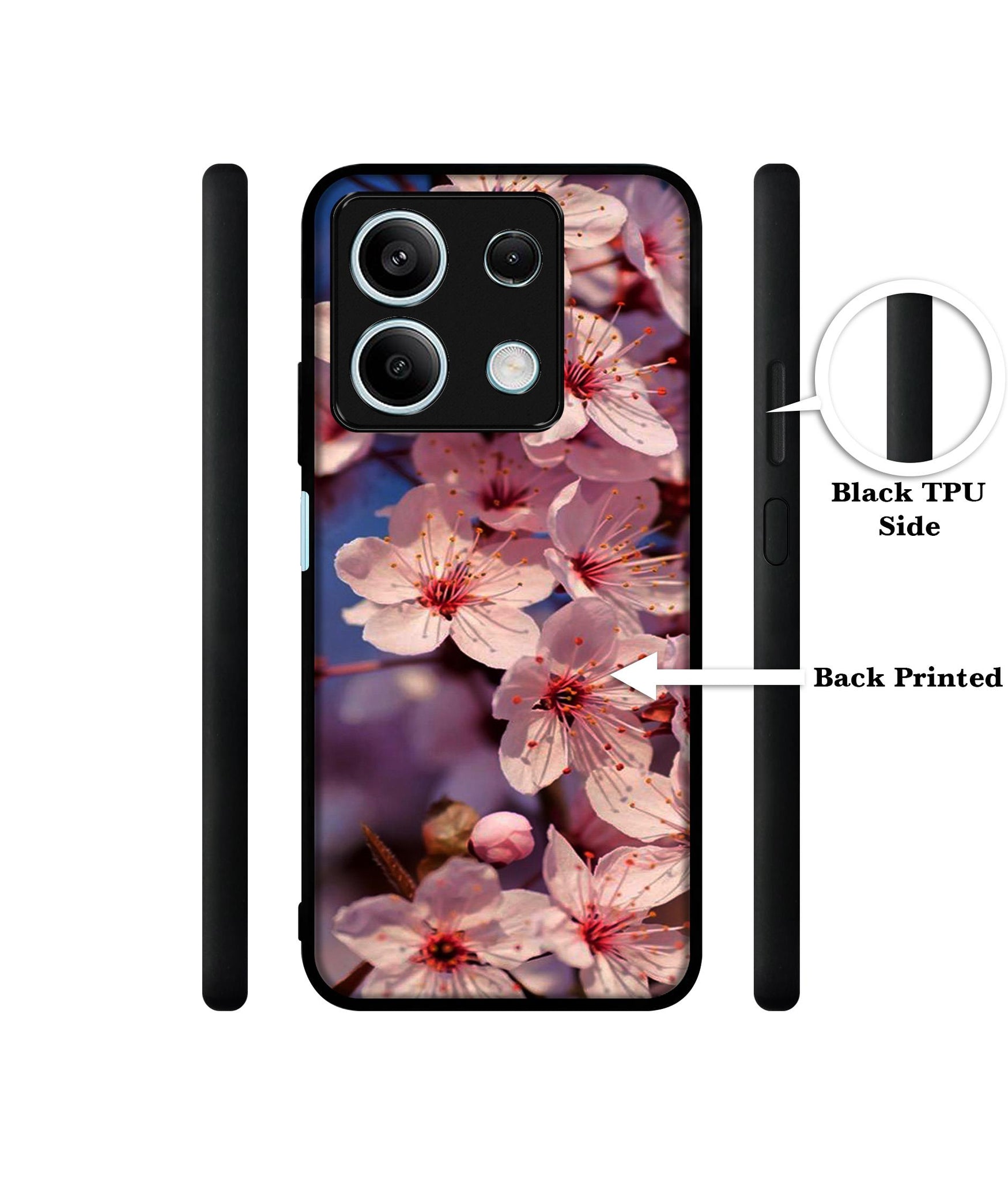 Pink Flowers Pattern Designer 2D Printed Back Case Cover for Mi Redmi Note 13 5G