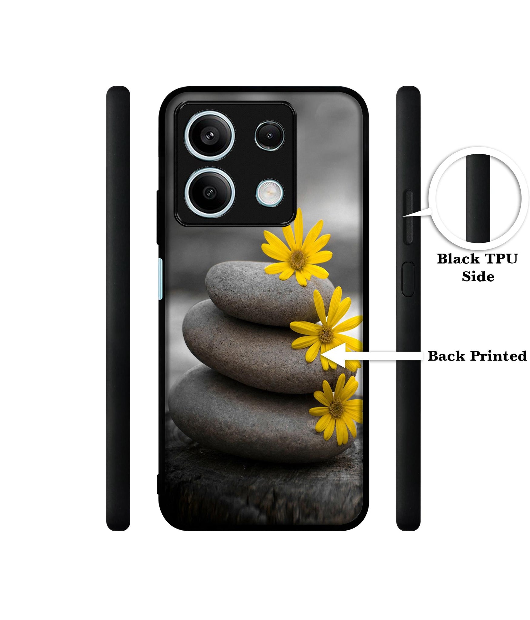 Stones And Flower Designer 2D Printed Back Case Cover for Mi Redmi Note 13 5G