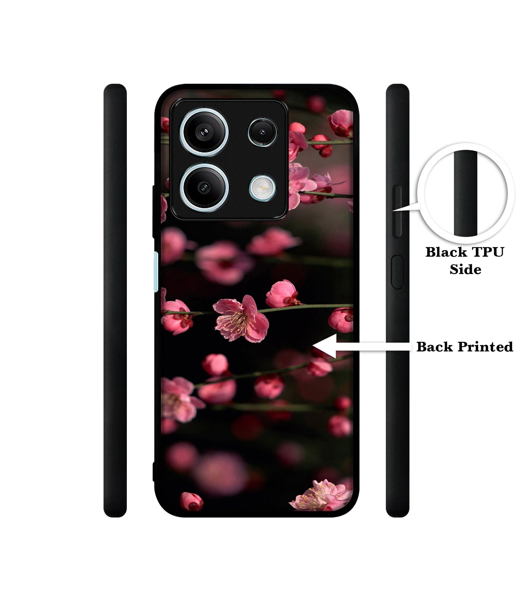 Pink Flowers Designer 2D Printed Back Case Cover for Mi Redmi Note 13 5G