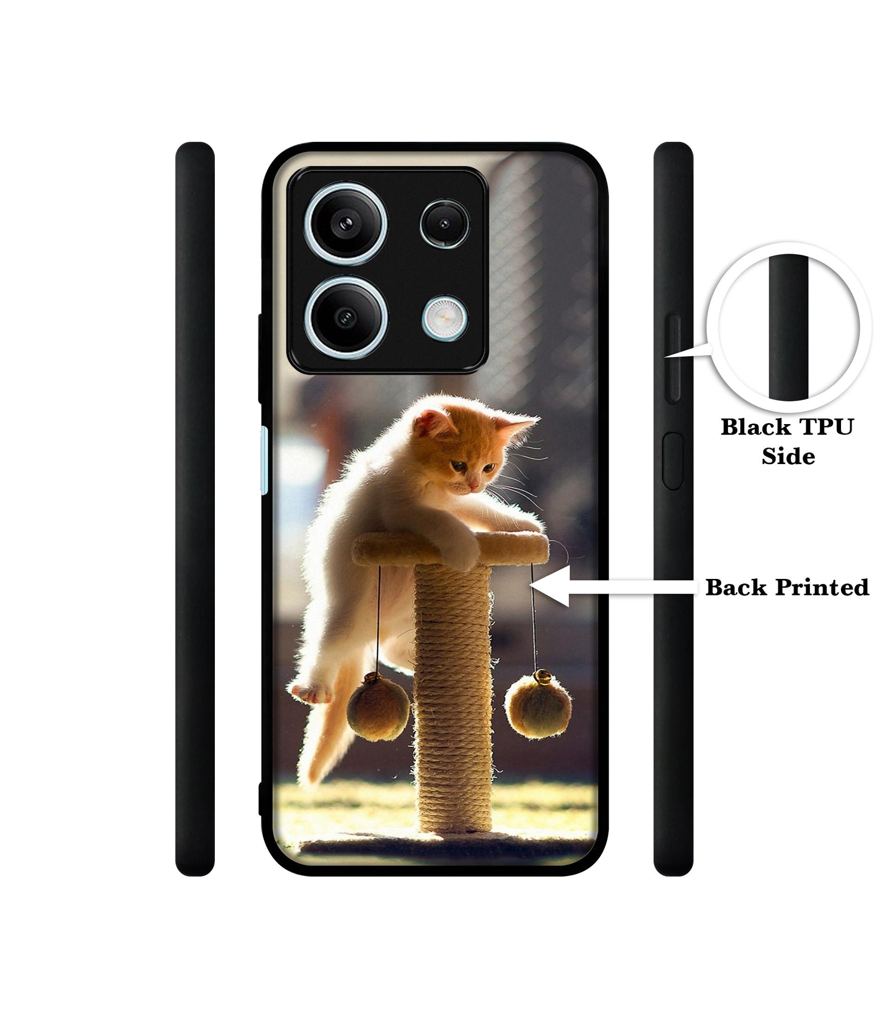 Cat Climbing Designer 2D Printed Back Case Cover for Mi Redmi Note 13 5G