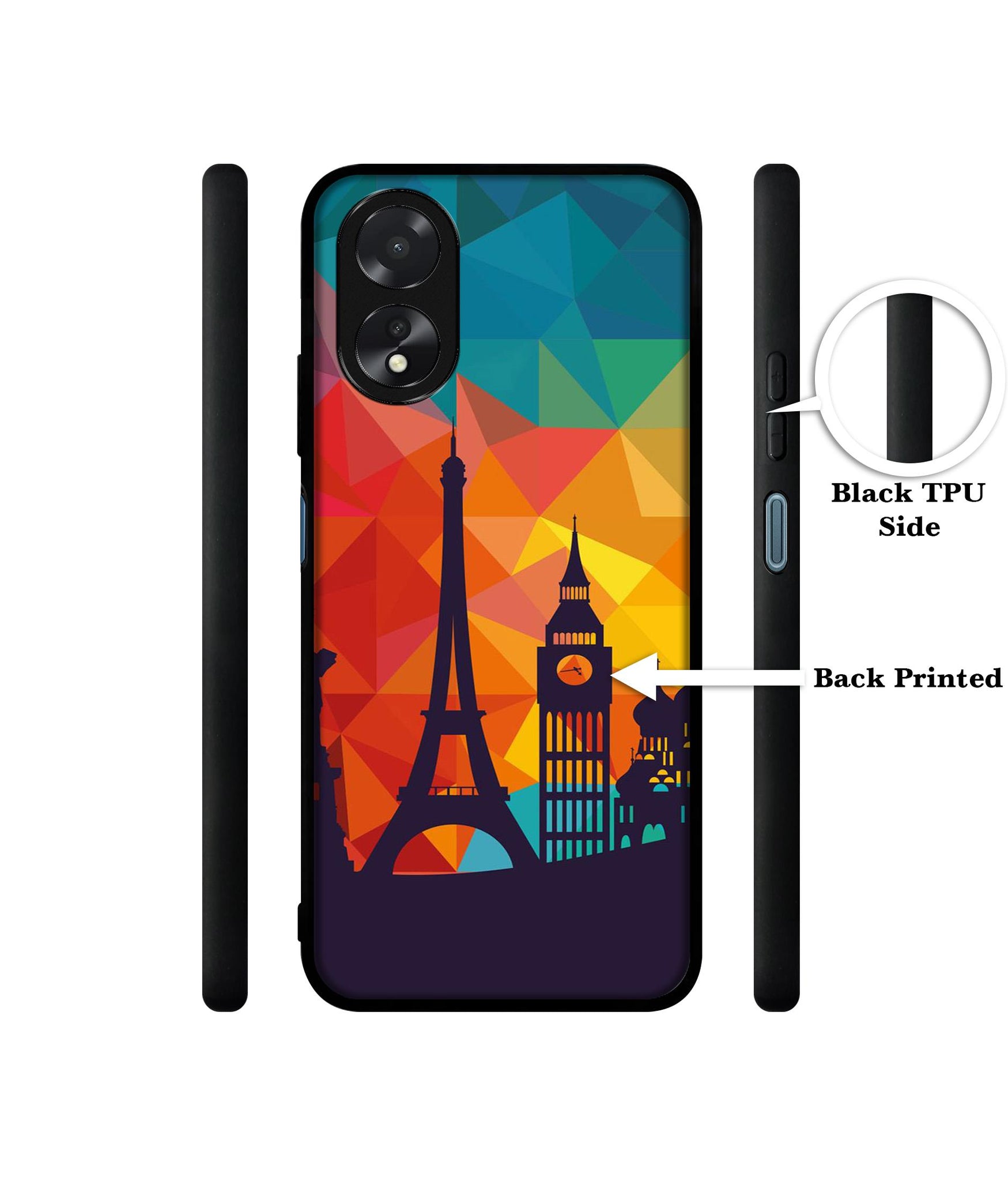 Colored Paris Designer 2D Printed Back Case Cover for Oppo A38 4G / A18 4G