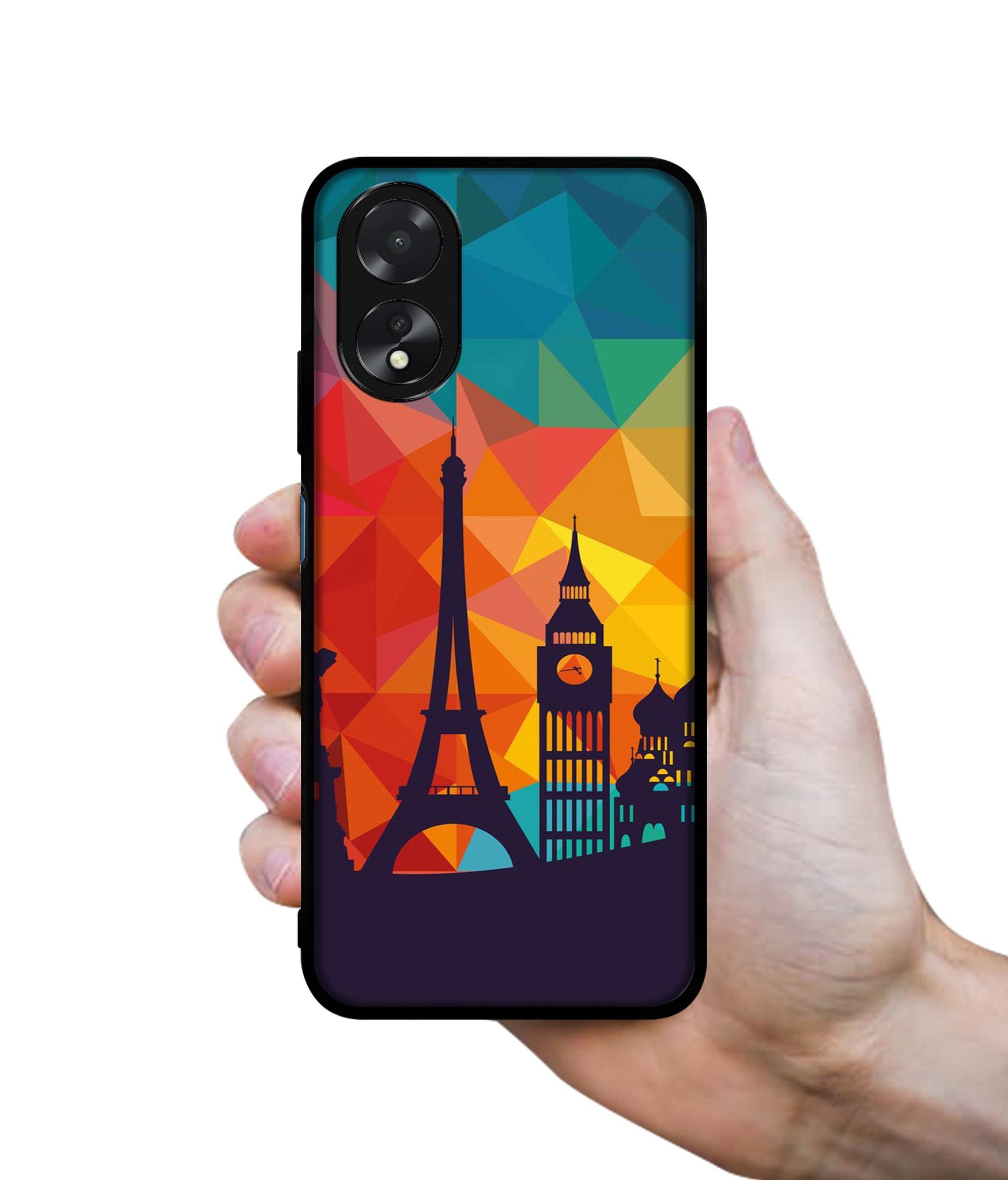 Colored Paris Designer 2D Printed Back Case Cover for Oppo A38 4G / A18 4G