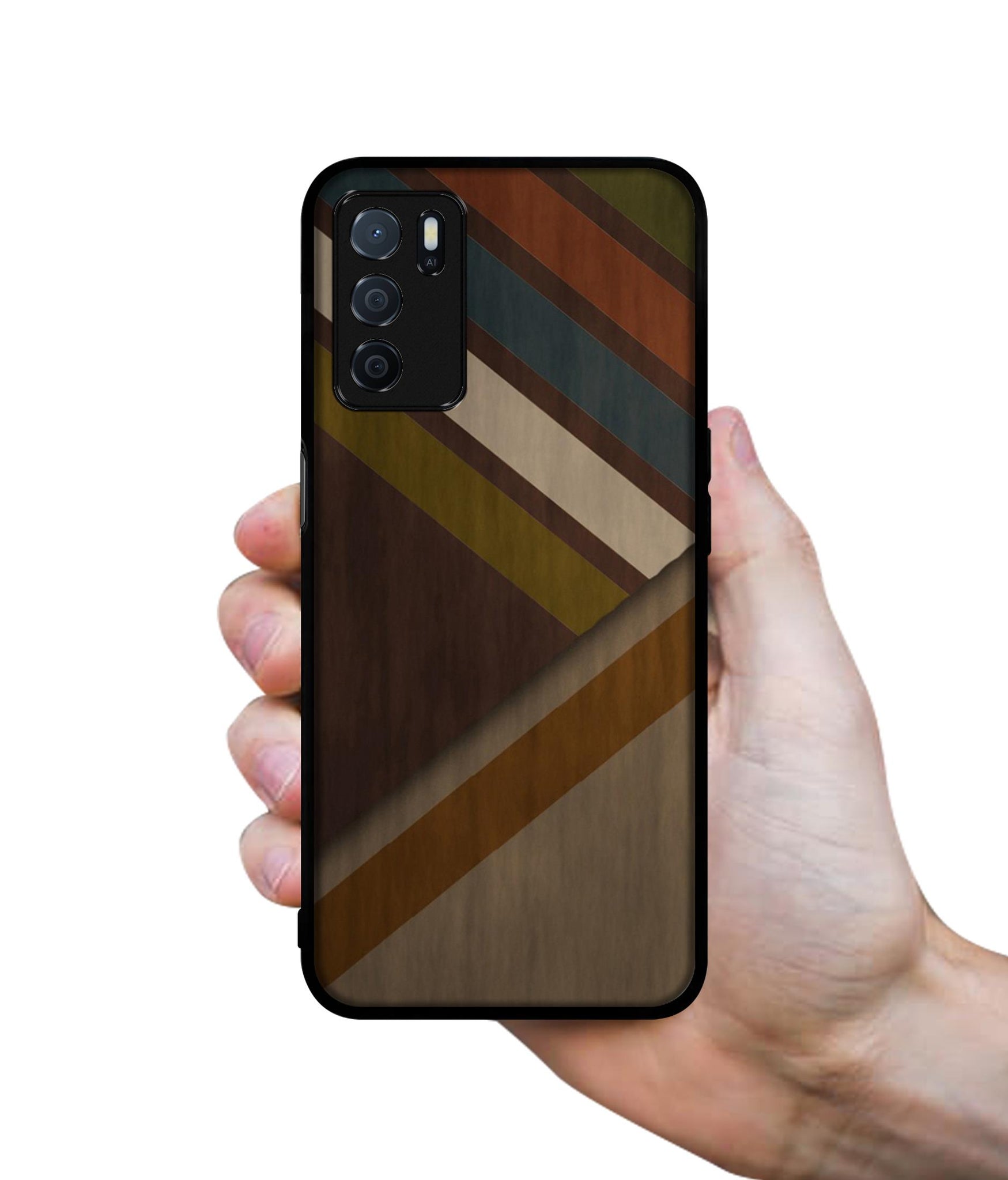 Colorful Wooden Pattern Designer 2D Printed Back Case Cover for Oppo A53S 5G / A16 4G