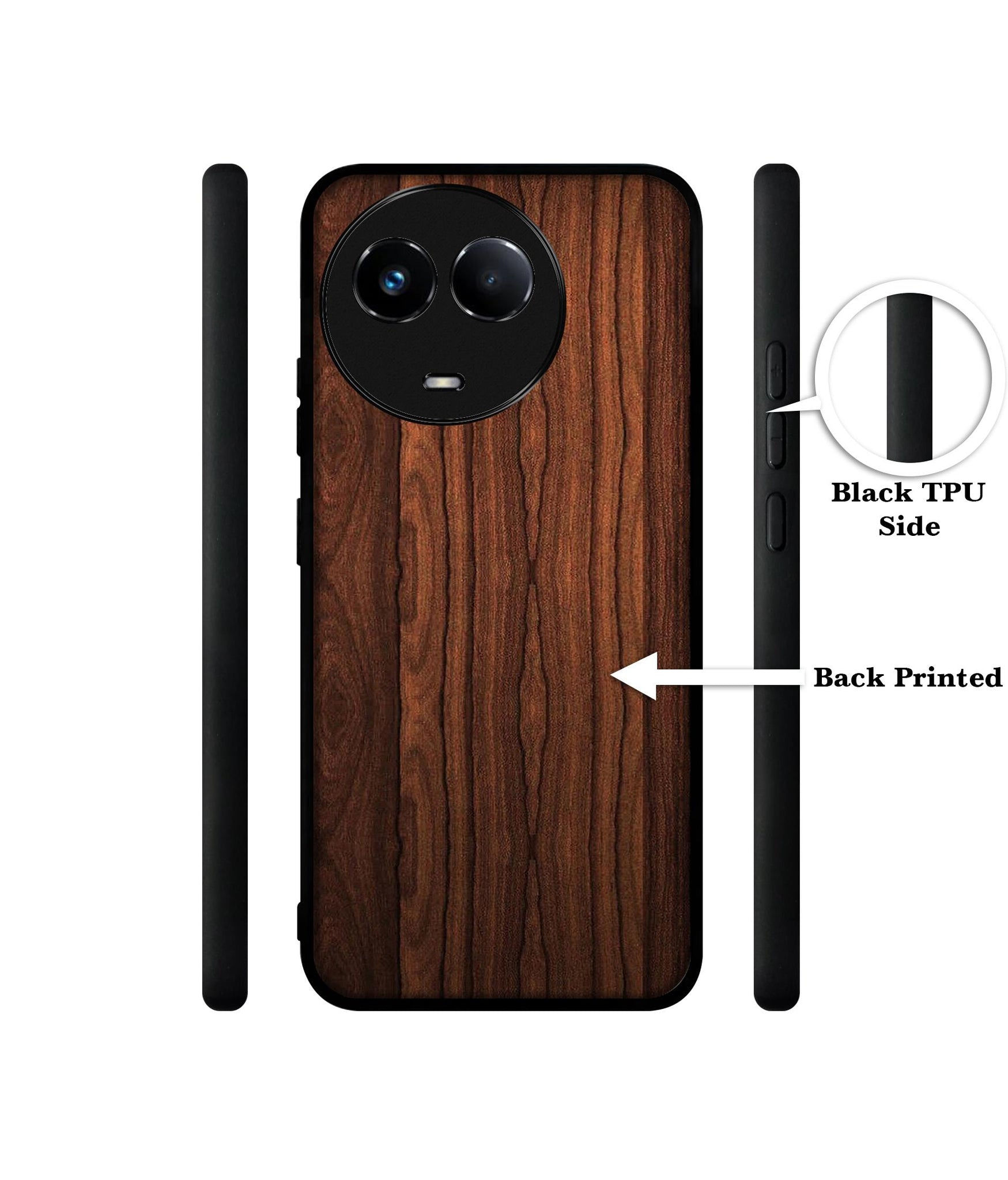 Brown Wooden Texture Designer 2D Printed Back Case Cover for Realme 11 5G / C67 5G / 11X 5G / Narzo 60X 5G