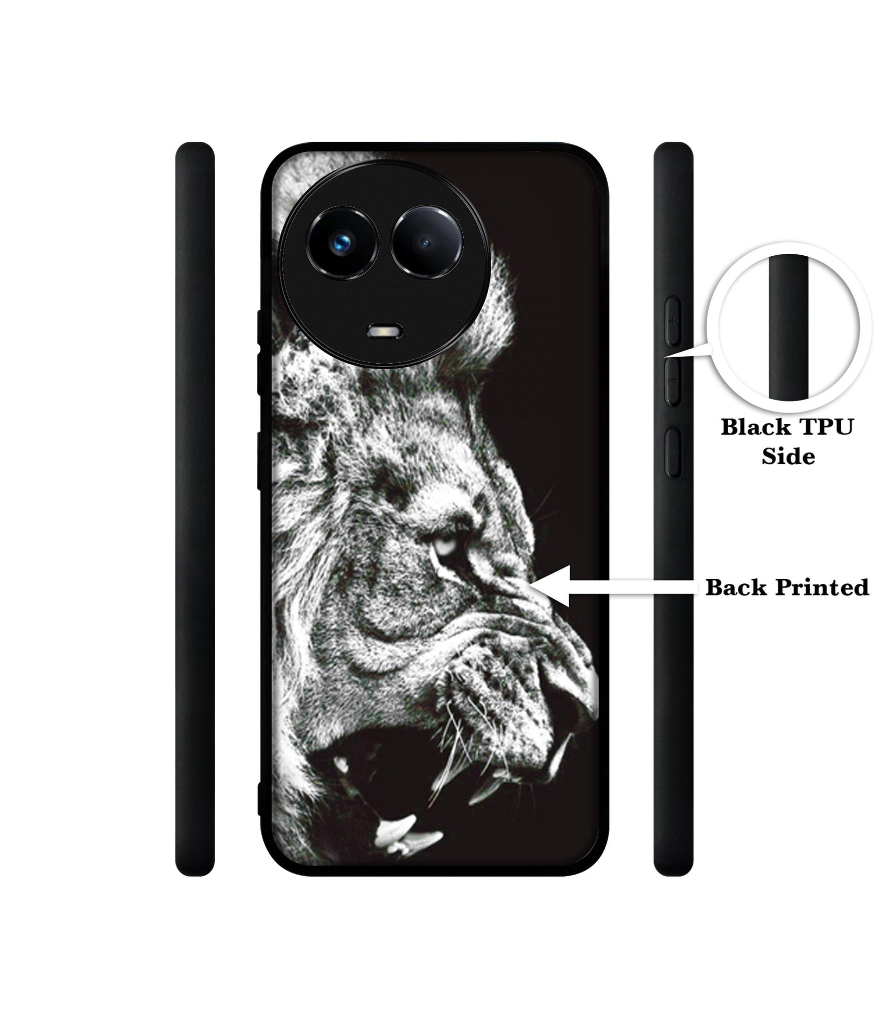 Angry Lion Designer 2D Printed Back Case Cover for Realme 11 5G / C67 5G / 11X 5G / Narzo 60X 5G