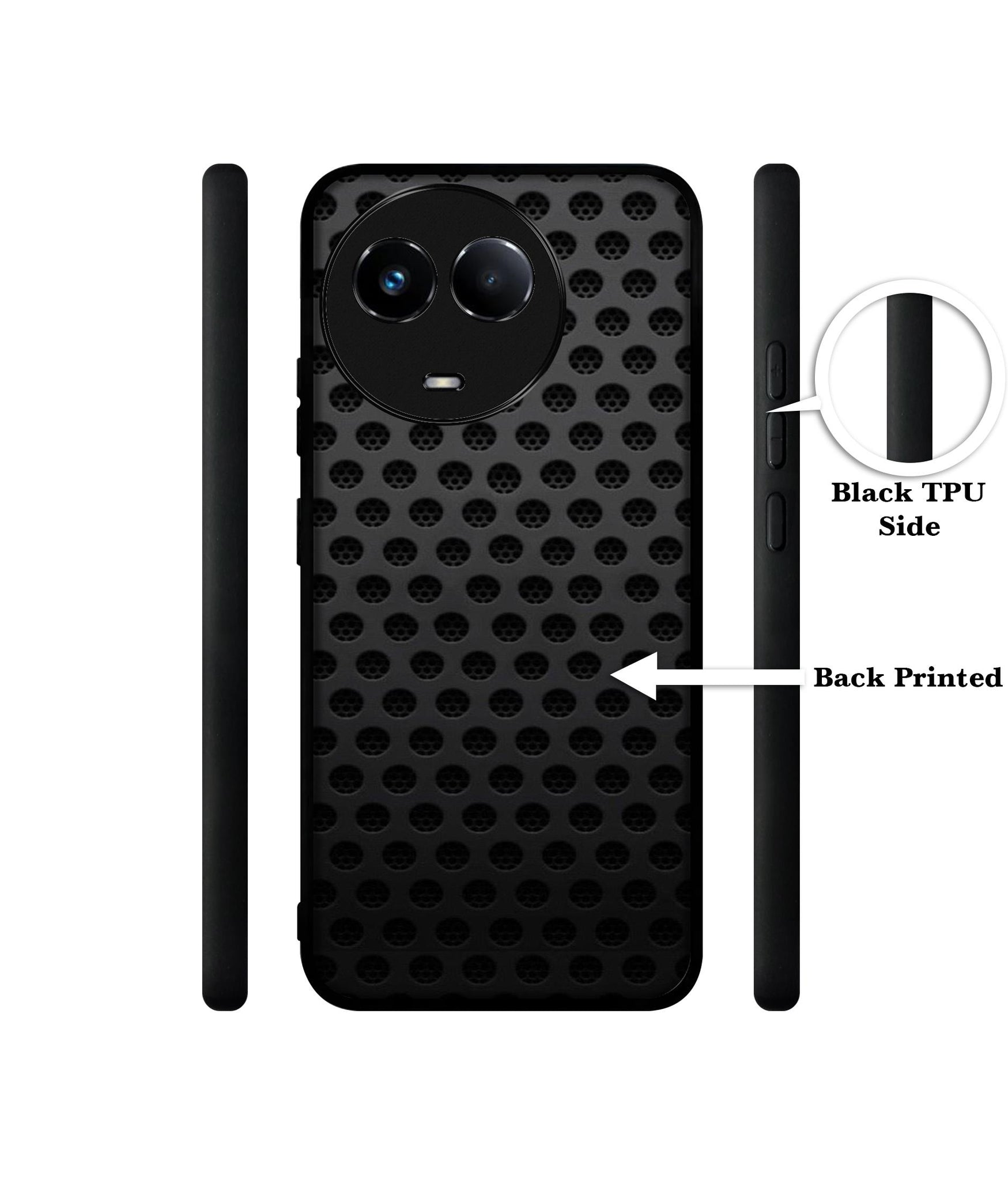 Black Circle Designer 2D Printed Back Case Cover for Realme 11 5G / C67 5G / 11X 5G / Narzo 60X 5G