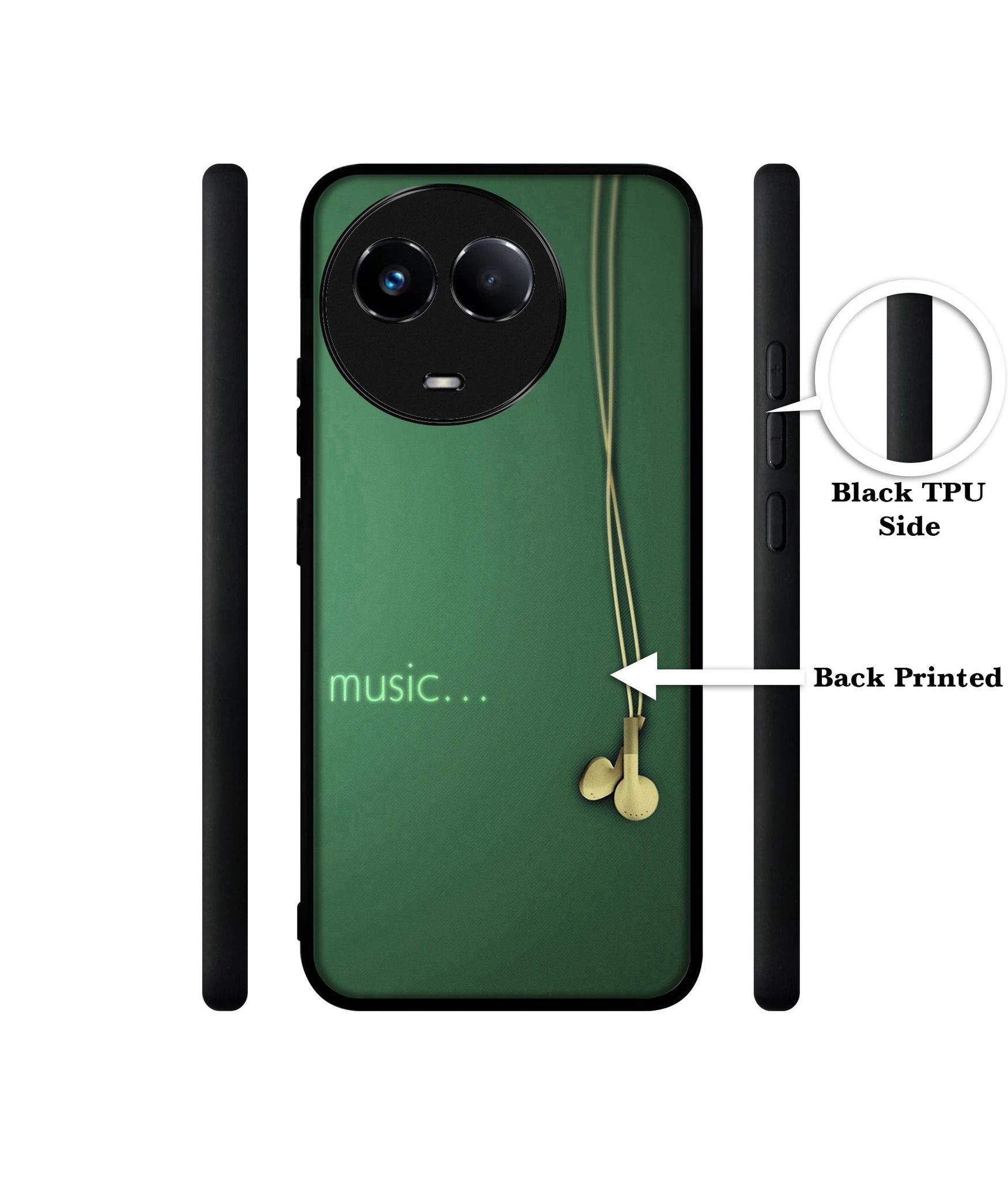 Headphone Music Designer 2D Printed Back Case Cover for Realme 11 5G / C67 5G / 11X 5G / Narzo 60X 5G