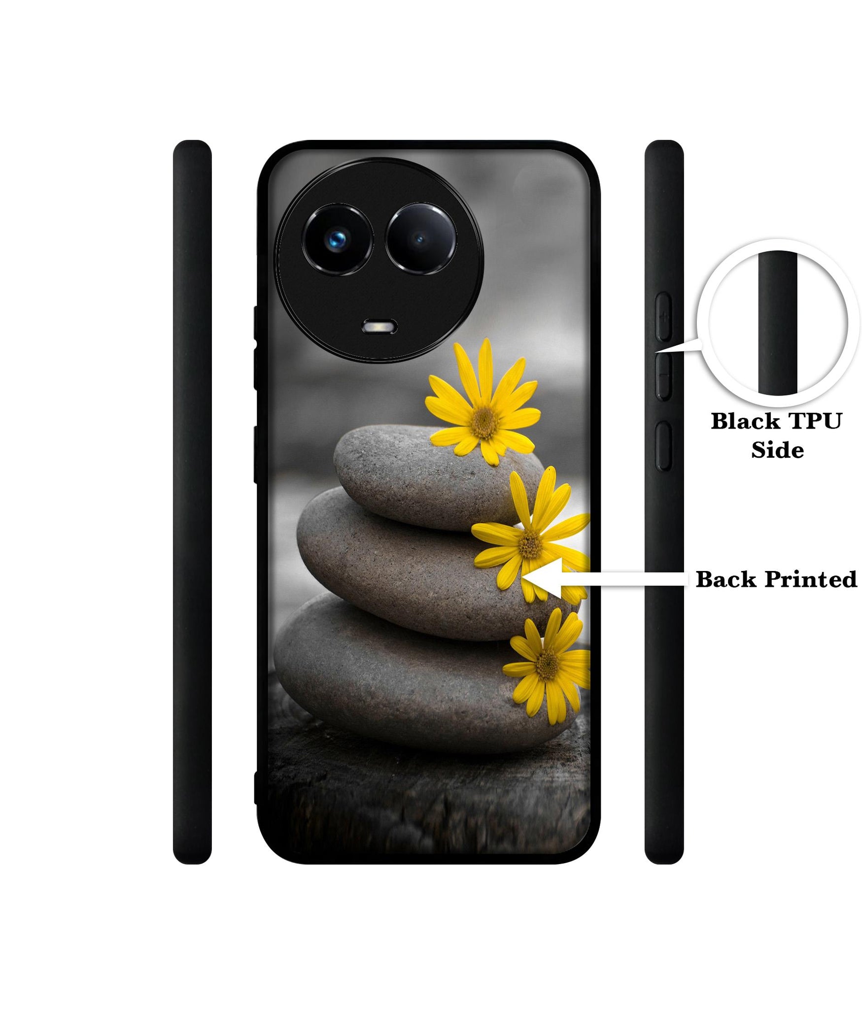 Stones And Flower Designer 2D Printed Back Case Cover for Realme 11 5G / C67 5G / 11X 5G / Narzo 60X 5G