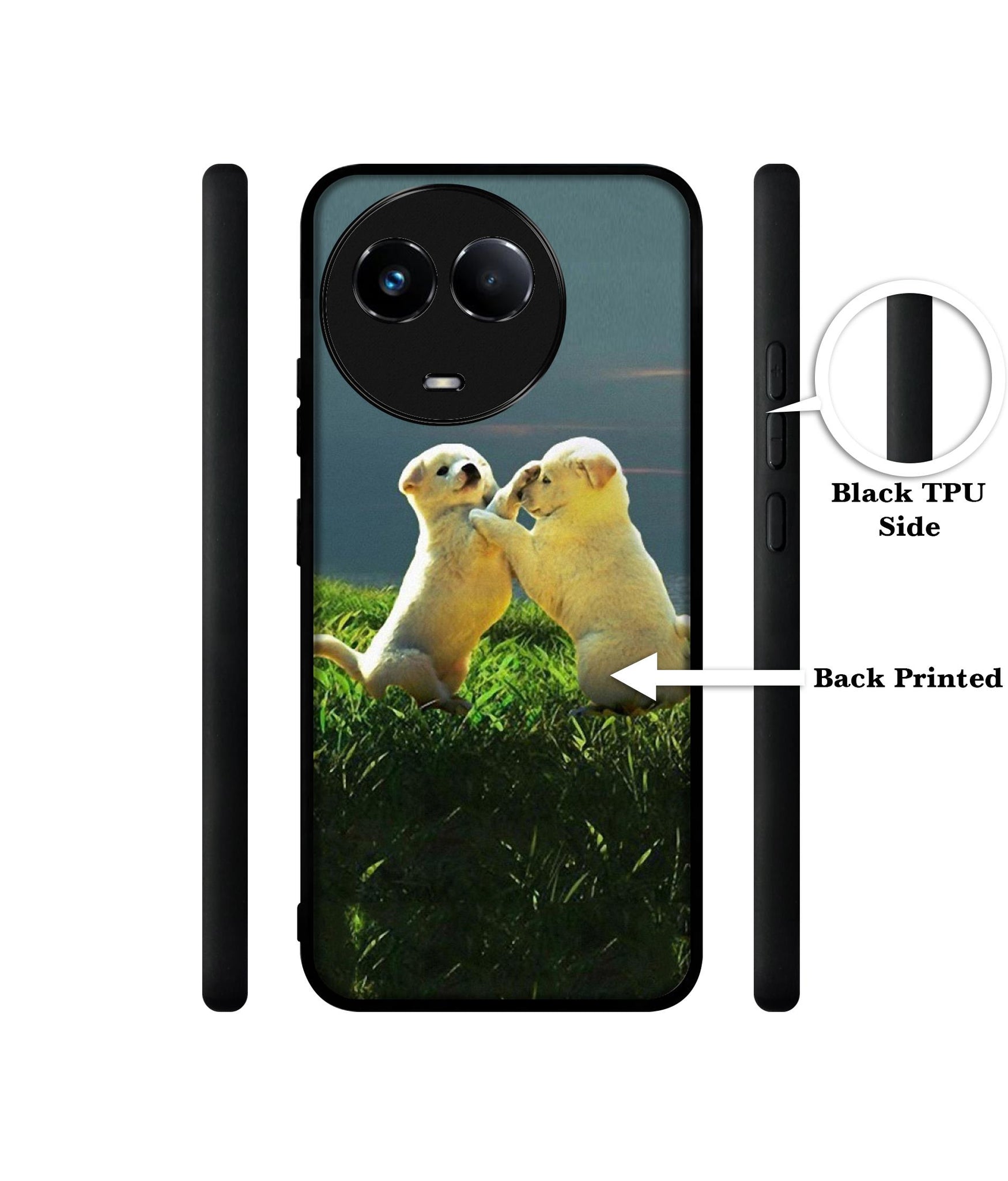 Puppy Couple Sunset Designer 2D Printed Back Case Cover for Realme 11 5G / C67 5G / 11X 5G / Narzo 60X 5G