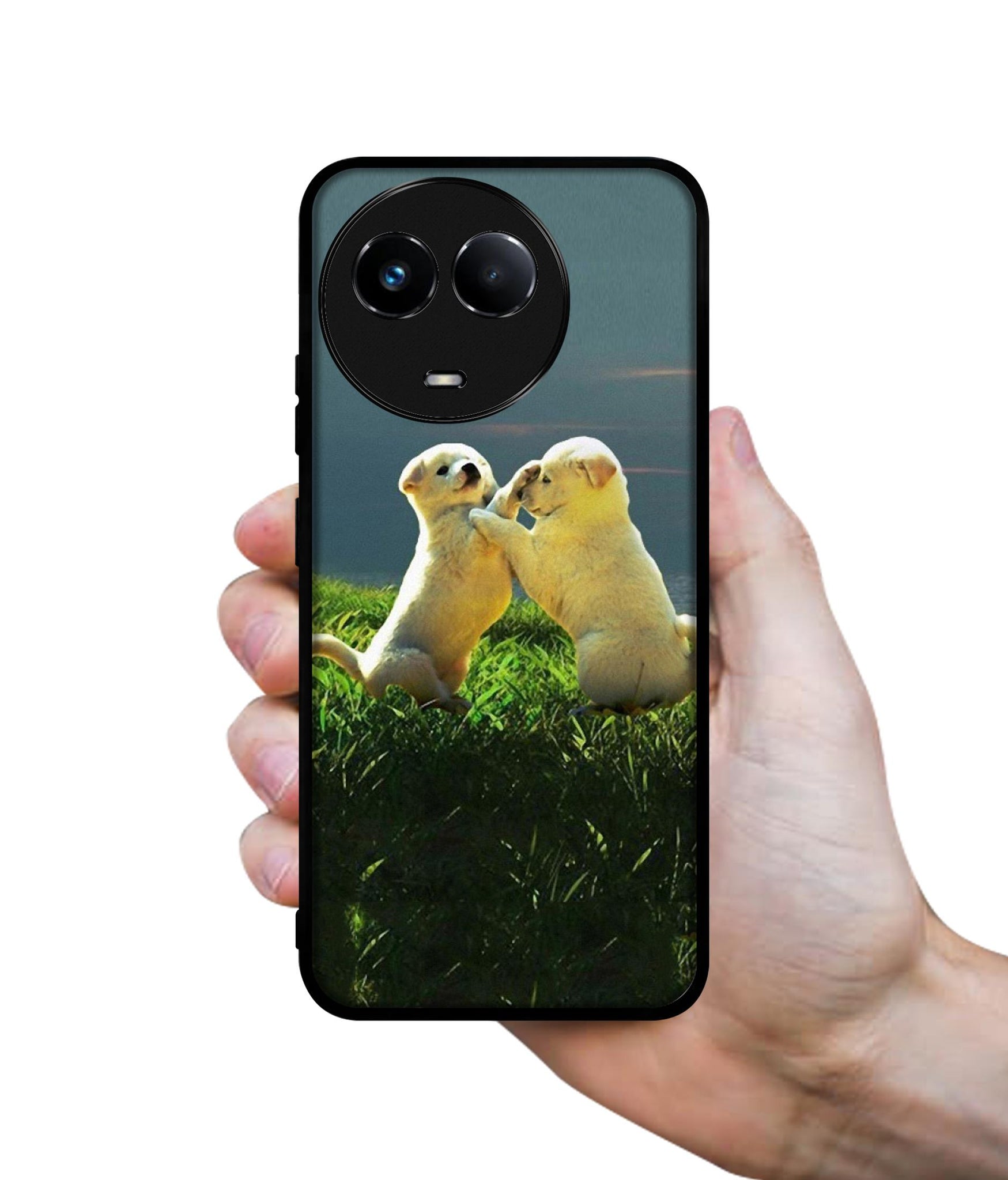 Puppy Couple Sunset Designer 2D Printed Back Case Cover for Realme 11 5G / C67 5G / 11X 5G / Narzo 60X 5G
