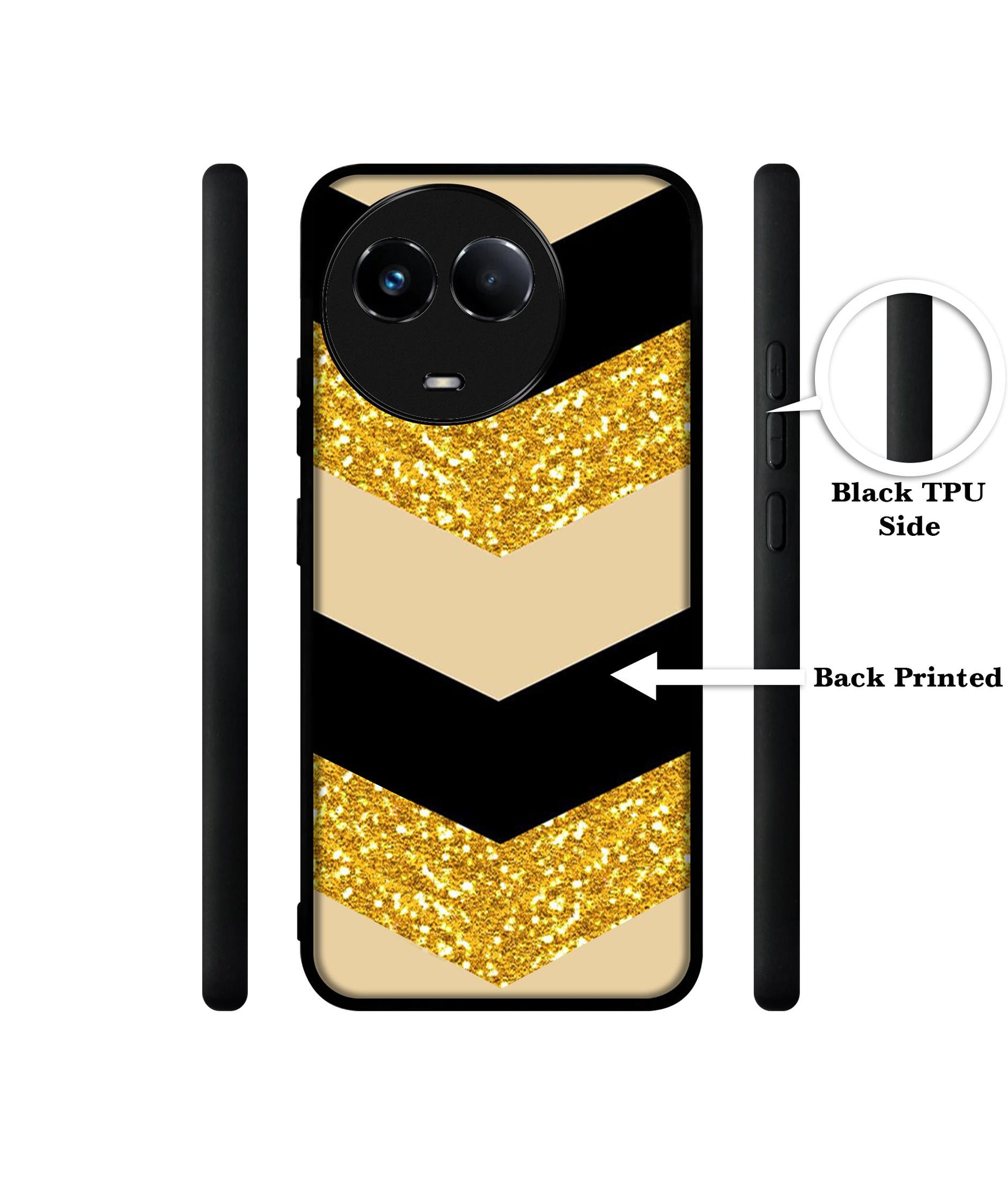Black & Gold Designer 2D Printed Back Case Cover for Realme 11 5G / C67 5G / 11X 5G / Narzo 60X 5G