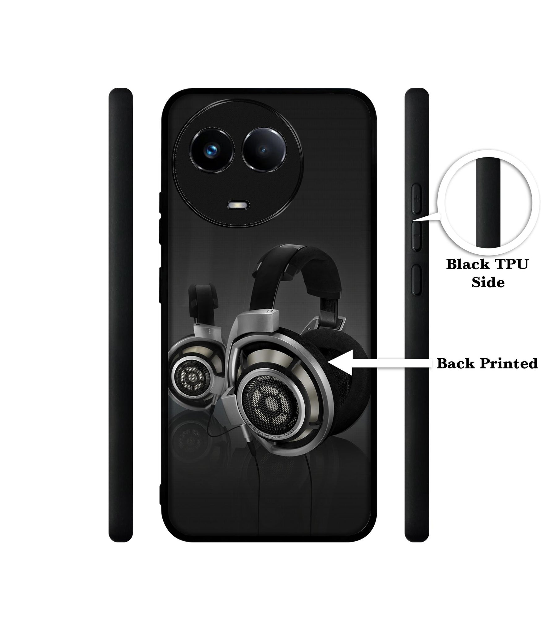 Head Phone Designer 2D Printed Back Case Cover for Realme 11 5G / C67 5G / 11X 5G / Narzo 60X 5G
