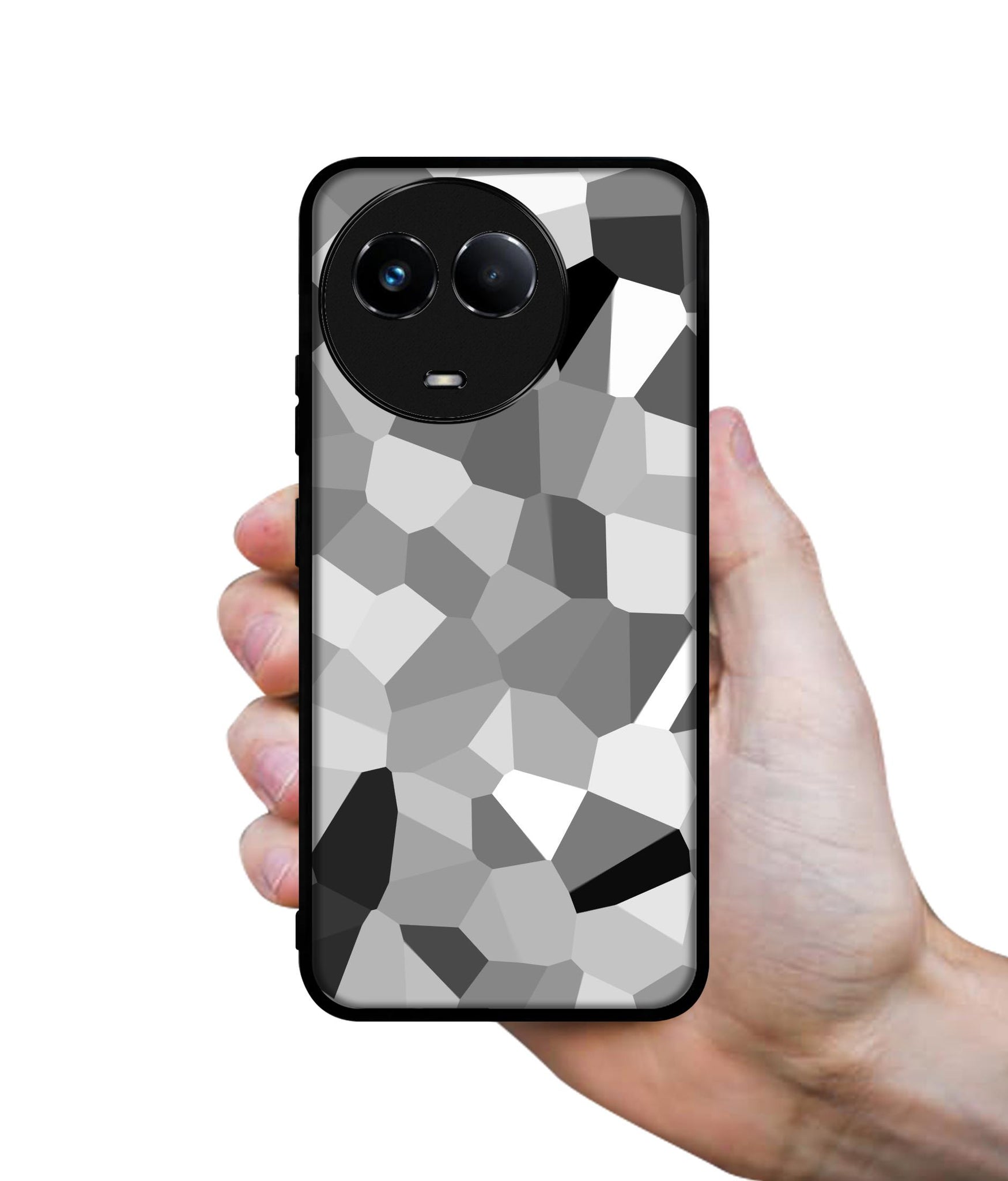 Black & White Mathematical Shape Designer 2D Printed Back Case Cover for Realme 11 5G / C67 5G / 11X 5G / Narzo 60X 5G